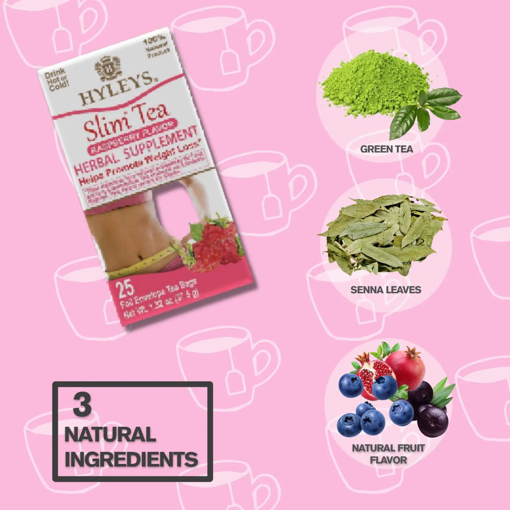 Hyleys Slim Tea Raspberry Flavor - Weight Loss Herbal Supplement Cleanse and Detox - TrustMedUSA