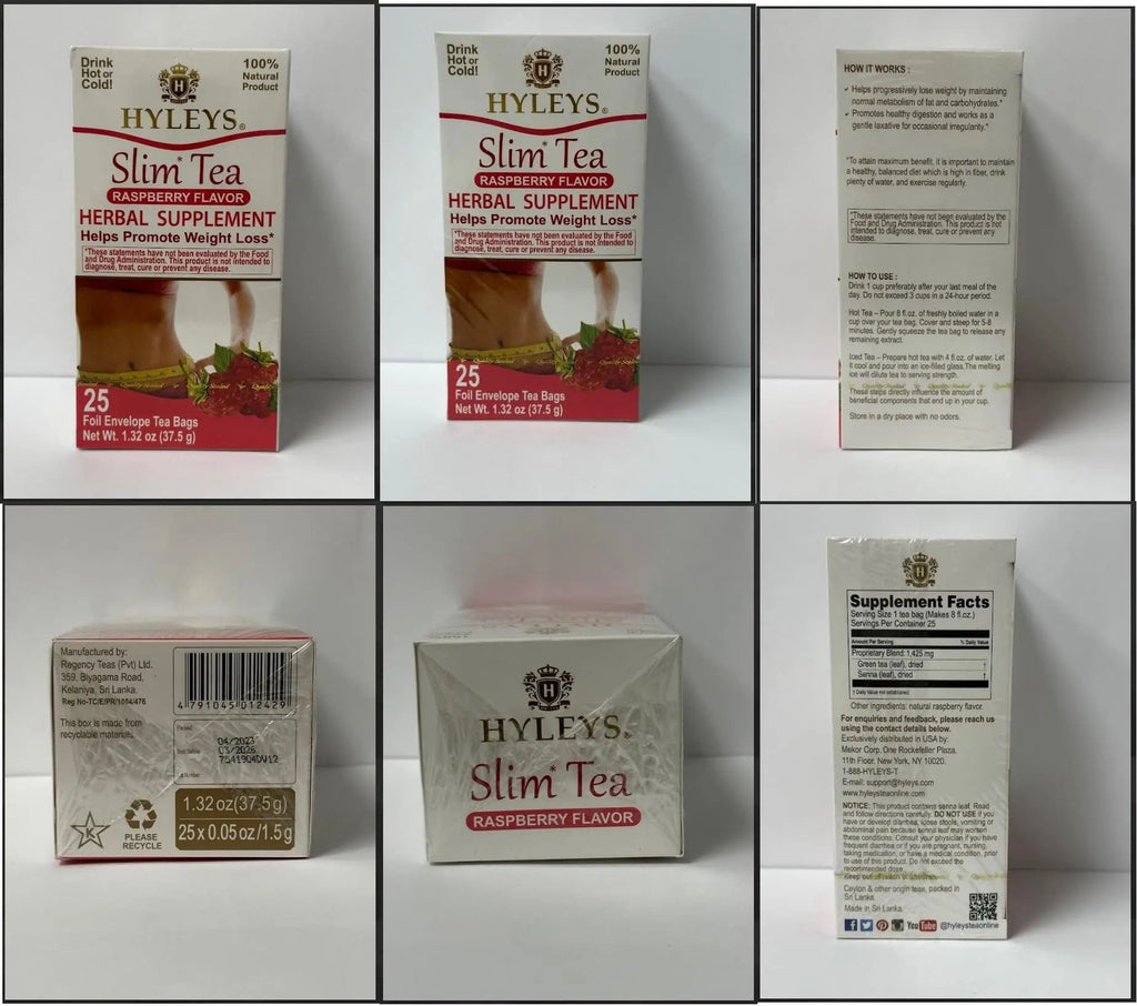 Hyleys Slim Tea Raspberry Flavor - Weight Loss Herbal Supplement Cleanse and Detox - TrustMedUSA