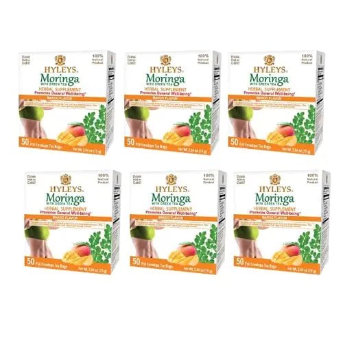 Hyleys Tea Moringa Oleifera with Mango Flavor - 50 Tea Bags (6 Pack - 300 Tea Bags total) (Miracle Tree Tea) - TrustMedUSA