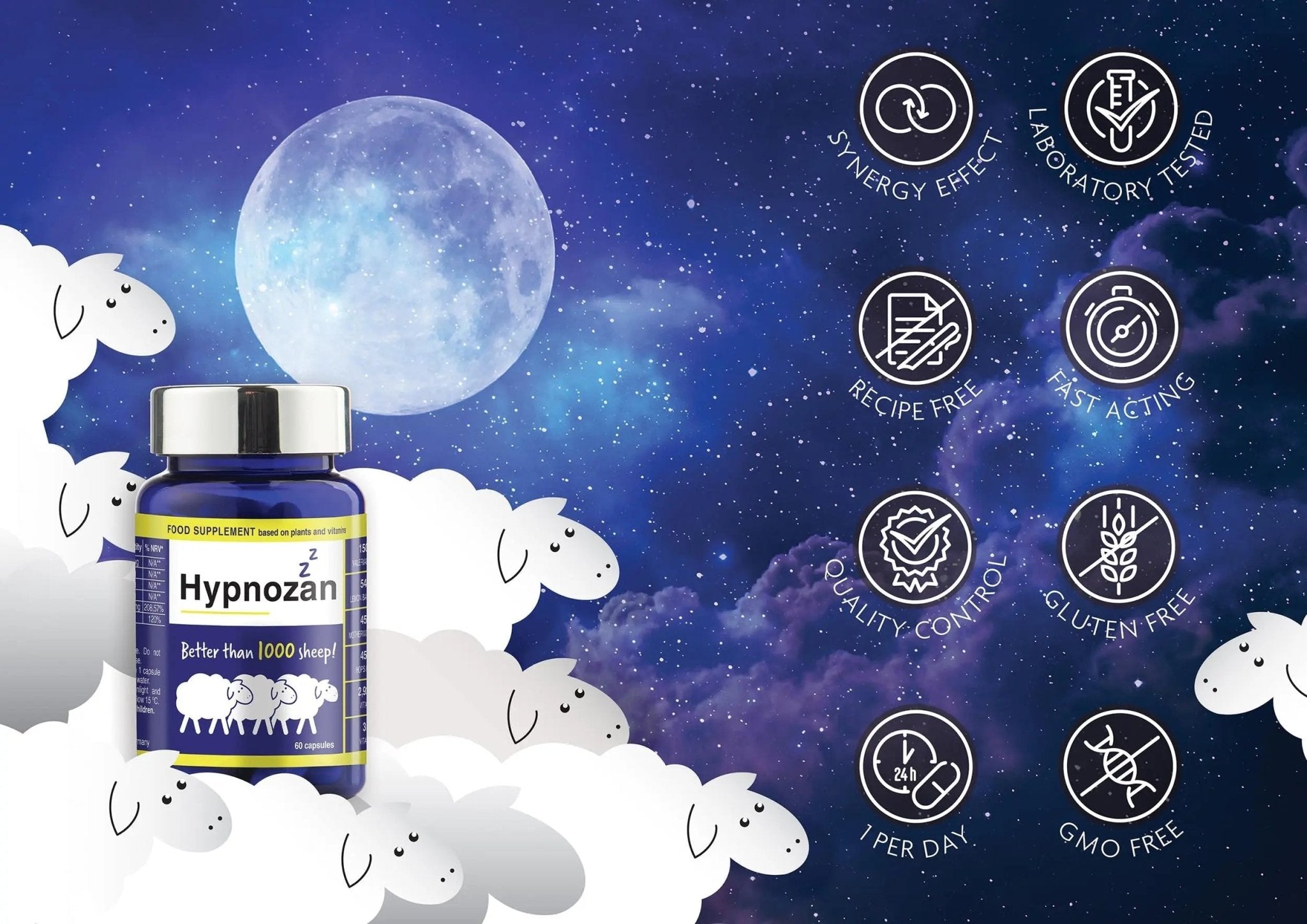 Hypnozan. 60 Easy Nights in Every Pack - 60 Capsules, Just One Before Bed. Natural - TrustMedUSA