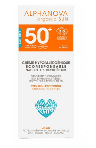 Hypoallergenic sun cream spf 50: sensitive and reactive skin ALPHANOVA ORGANIC SUN - TrustMedUSA