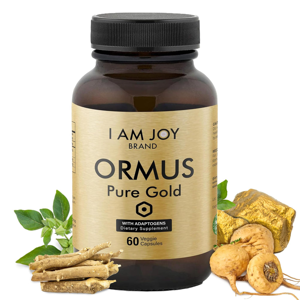 I Am Joy co. Ormus Gold Capsules Monoatomic Elements with Adaptogens Maca and Ashwaganda | May Help Balance Mood, Decalcify Pineal Gland, Repair DNA, Enhance Relaxation - 60 Vegan Capsules - TrustMedUSA