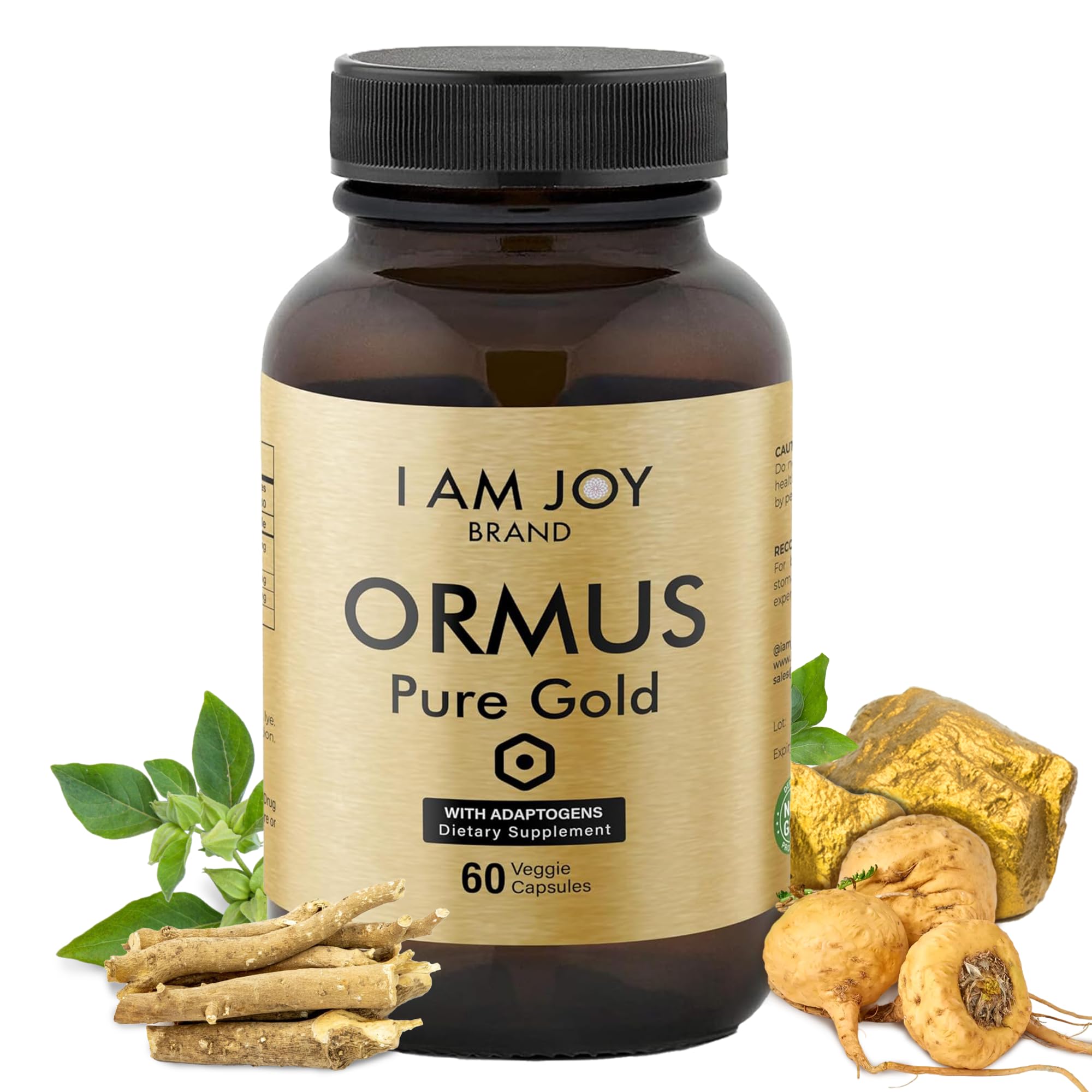I Am Joy co. Ormus Gold Capsules Monoatomic Elements with Adaptogens Maca and Ashwaganda | May Help Balance Mood, Decalcify Pineal Gland, Repair DNA, Enhance Relaxation - 60 Vegan Capsules - TrustMedUSA