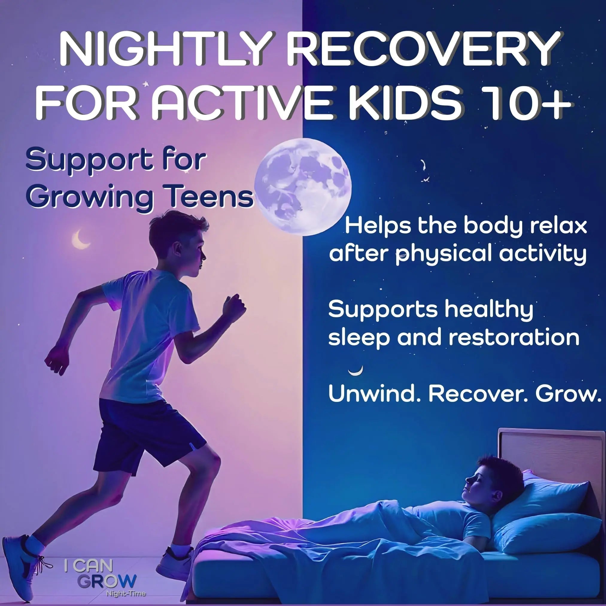 I Can Grow NightTime Kids Vitamins Multivitamin Sleep Aid | Magnesium for Kids with Magnesium Bisglycinate | Natural Calm & Recovery | - TrustMedUSA