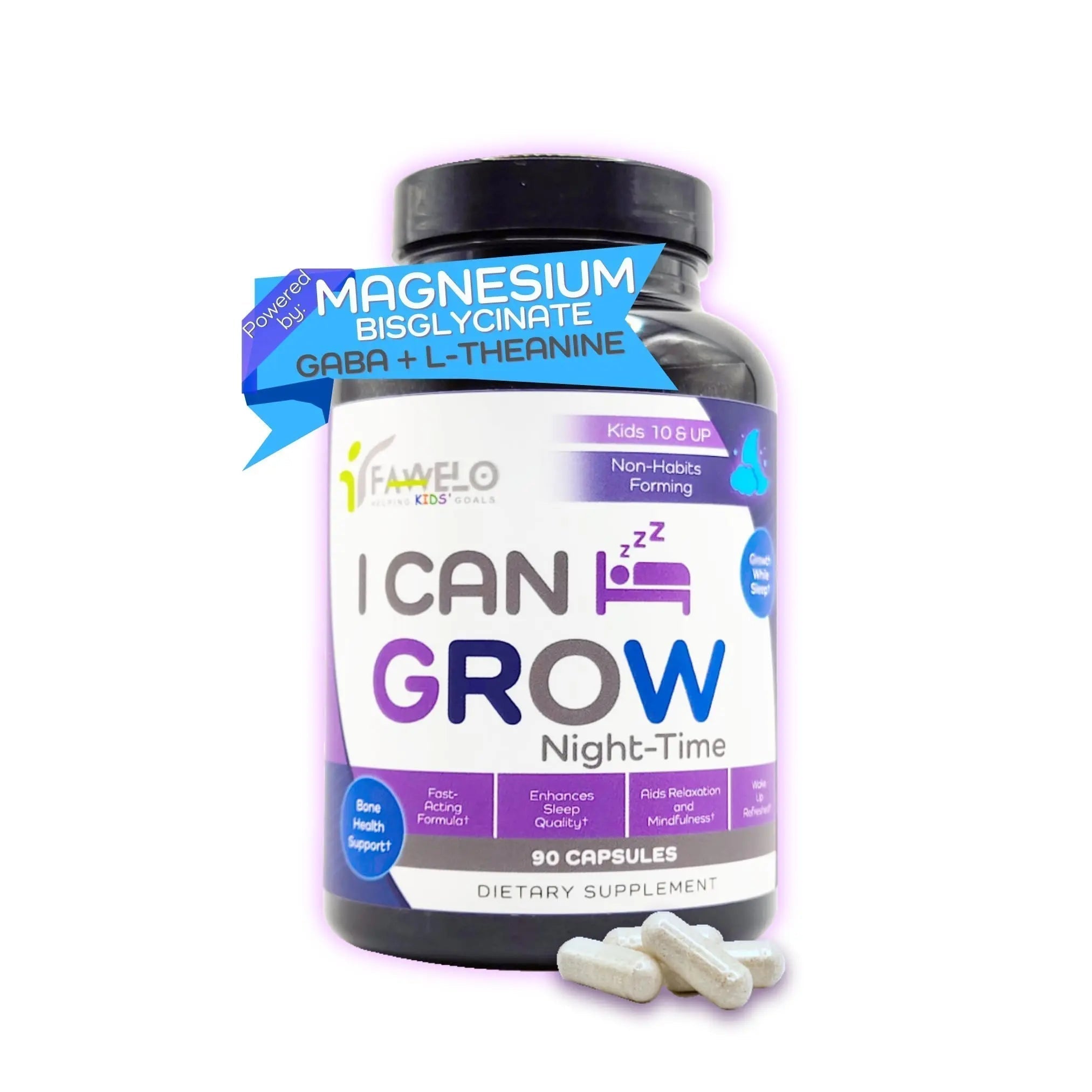 I Can Grow NightTime Kids Vitamins Multivitamin Sleep Aid | Magnesium for Kids with Magnesium Bisglycinate | Natural Calm & Recovery | - TrustMedUSA