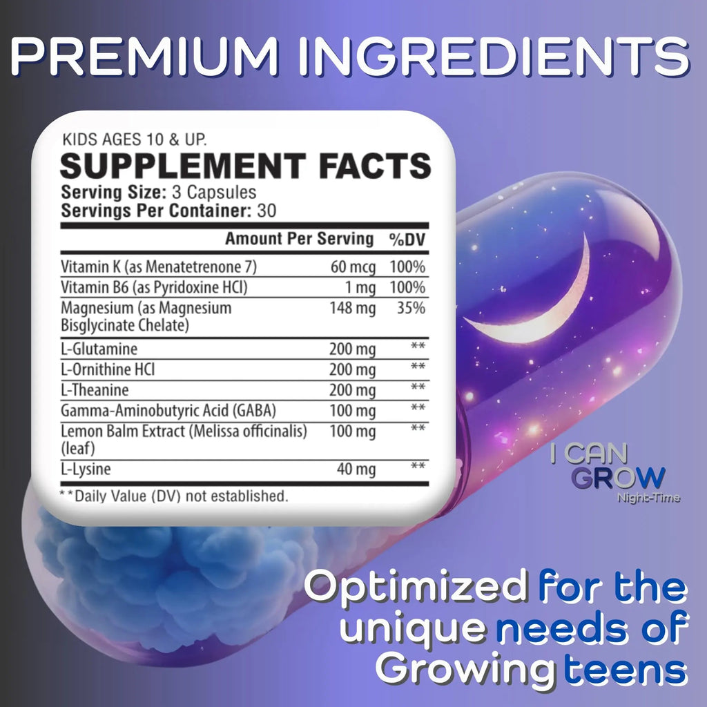 I Can Grow NightTime Kids Vitamins Multivitamin Sleep Aid | Magnesium for Kids with Magnesium Bisglycinate | Natural Calm & Recovery | - TrustMedUSA