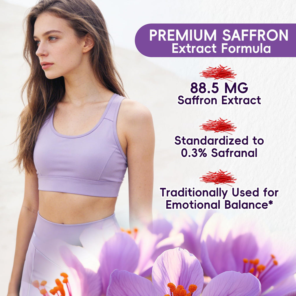 I LOVE HEALTH Saffron Supplement – 88.5mg with Magnesium Glycinate, Ashwagandha & L-Theanine for Stress Relief, Calm Mood & Emotional Balance – Made in USA – 60 Capsules - Maple Wellness Supplements