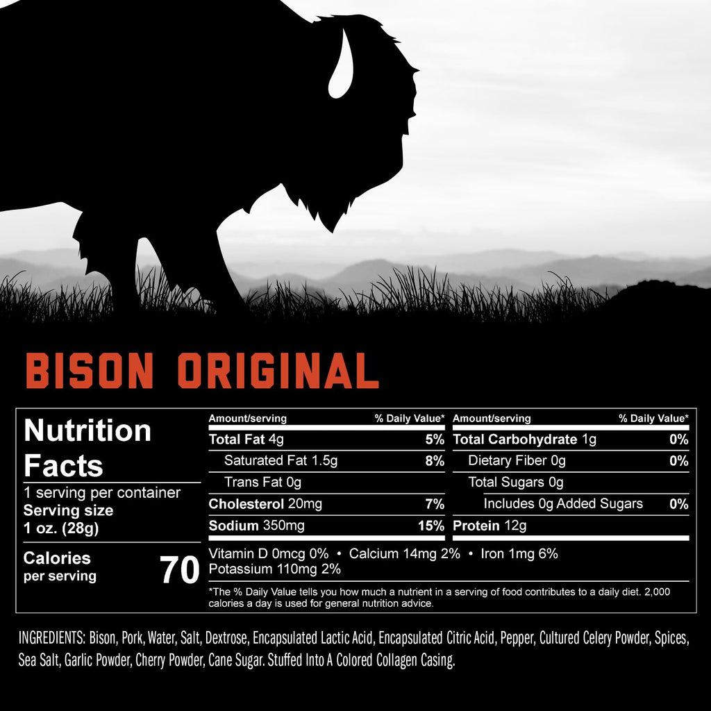 ICON Meats Bison and Pork Snack Sticks, Original Flavor, 24 Pack of High Protein Snacks, Sugar Free, Natural Jerky Meat Sticks, Gluten Free, USDA Inspected, Made in USA, Gifts for Him - Maple Wellness Supplements