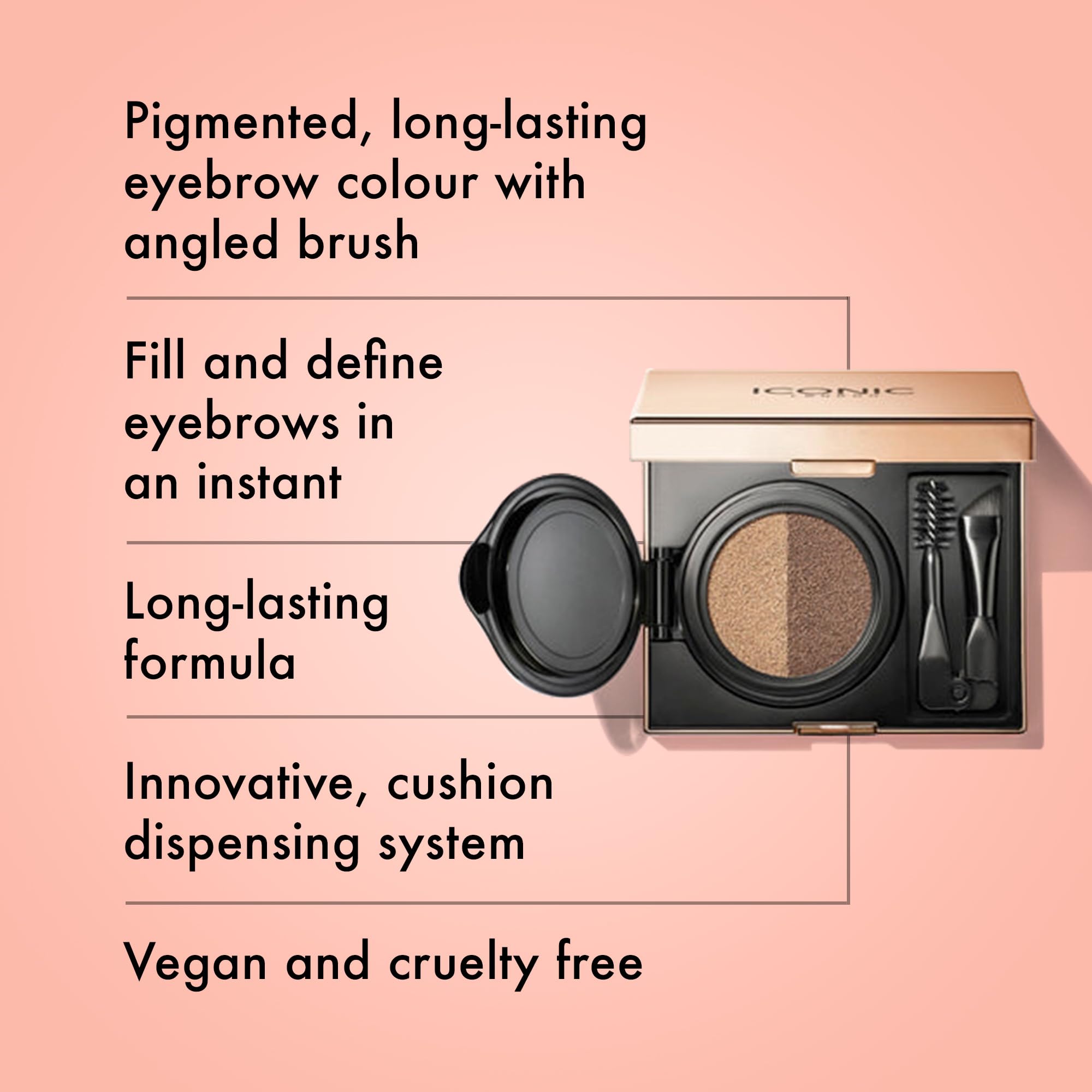 ICONIC LONDON Eyebrow Cushion 2 Colour Sculpter | Fill and Define Eyebrows, Includes a Double Sided Applicator, (Ash Blonde) - Maple Wellness Supplements