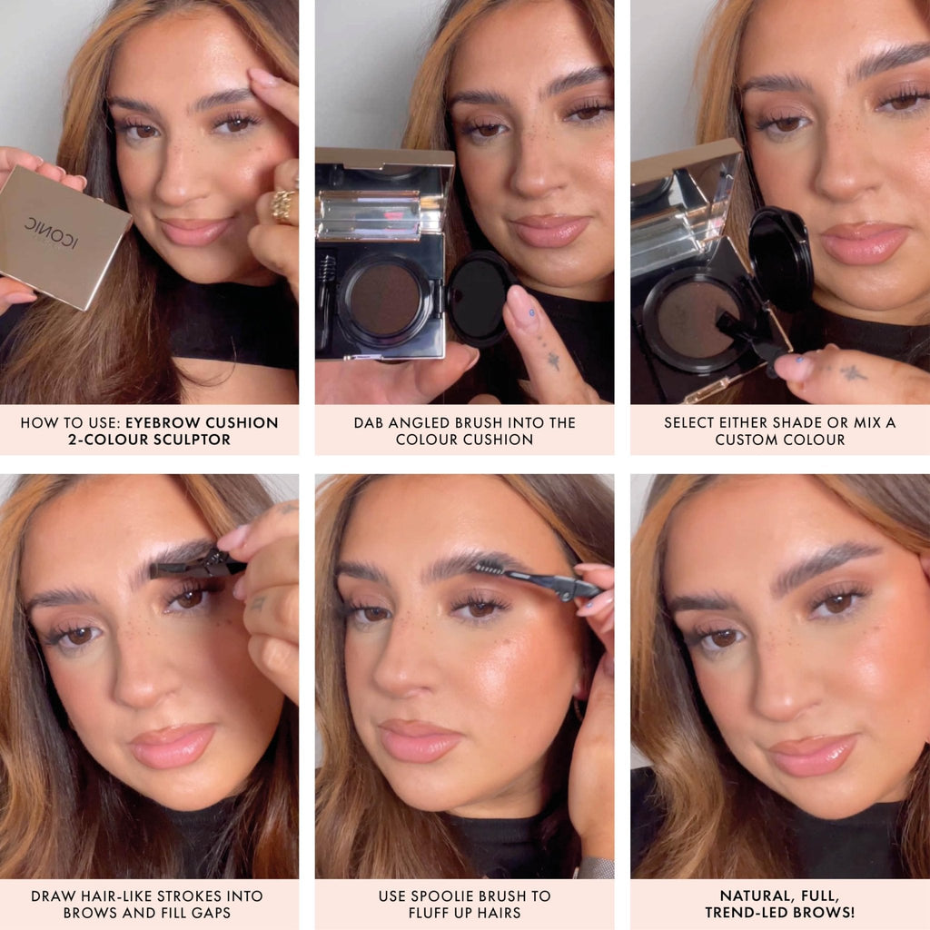 ICONIC LONDON Eyebrow Cushion 2 Colour Sculpter | Fill and Define Eyebrows, Includes a Double Sided Applicator, (Ash Blonde) - Maple Wellness Supplements