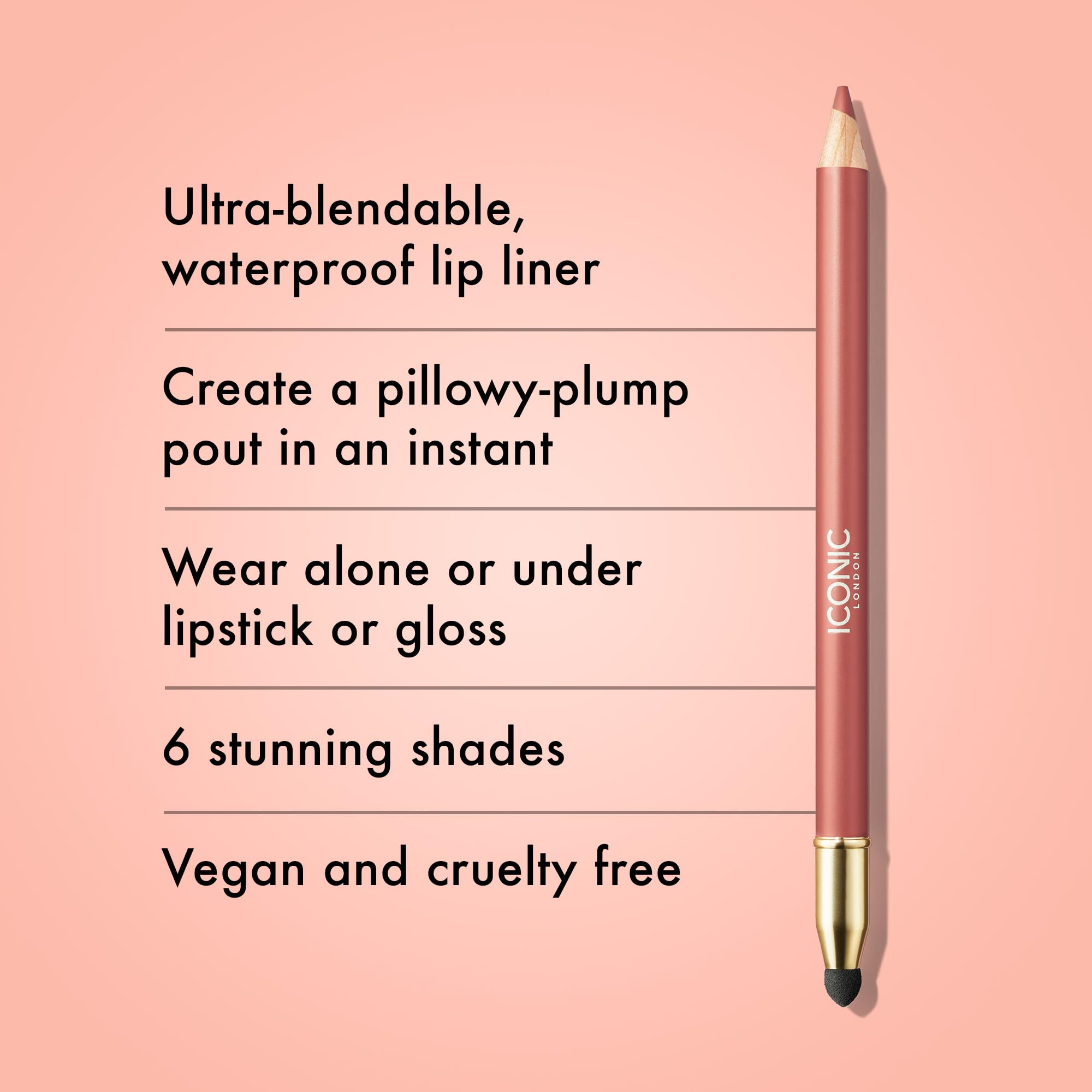 ICONIC LONDON Fuller Pout Sculpting Lip Liner | Blendable, Dual Ended Lip Liner with Creamy Colour and Lip Sponge for Buffing, Cruelty-Free, Vegan Makeup (Sister Sister) 0.036 Oz - Maple Wellness Supplements