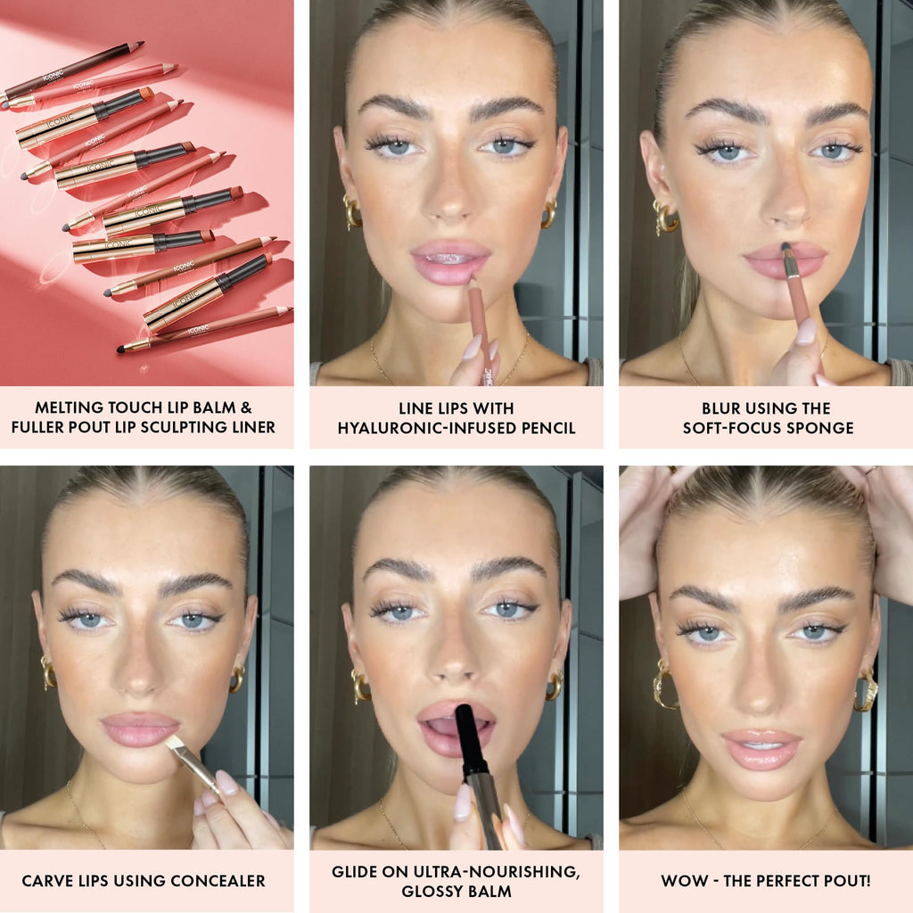 ICONIC LONDON Fuller Pout Sculpting Lip Liner | Blendable, Dual Ended Lip Liner with Creamy Colour and Lip Sponge for Buffing, Cruelty-Free, Vegan Makeup (Sister Sister) 0.036 Oz - Maple Wellness Supplements