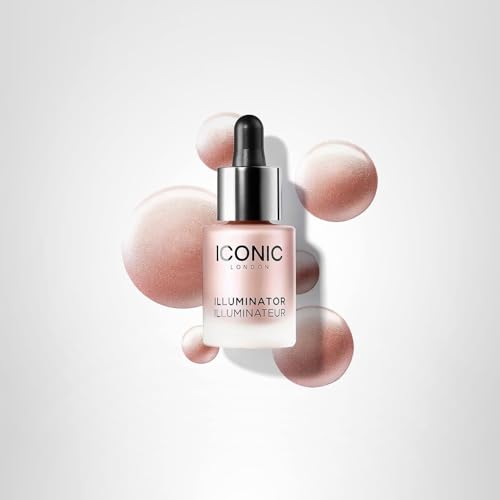 ICONIC LONDON Illuminator - Liquid Highlighting Drops for a Radiant Glow, Cruelty-Free, Vegan Makeup, Shine (Pink Pearl) 0.45 Fl oz - TrustMedUSA