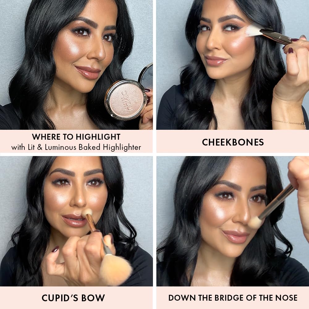 ICONIC LONDON Lit and Luminous Baked Highlighter | Pressed Powder Highlighter for a Radiant Glow, Cruelty-Free, Vegan Makeup, 0.56 oz - Maple Wellness Supplements