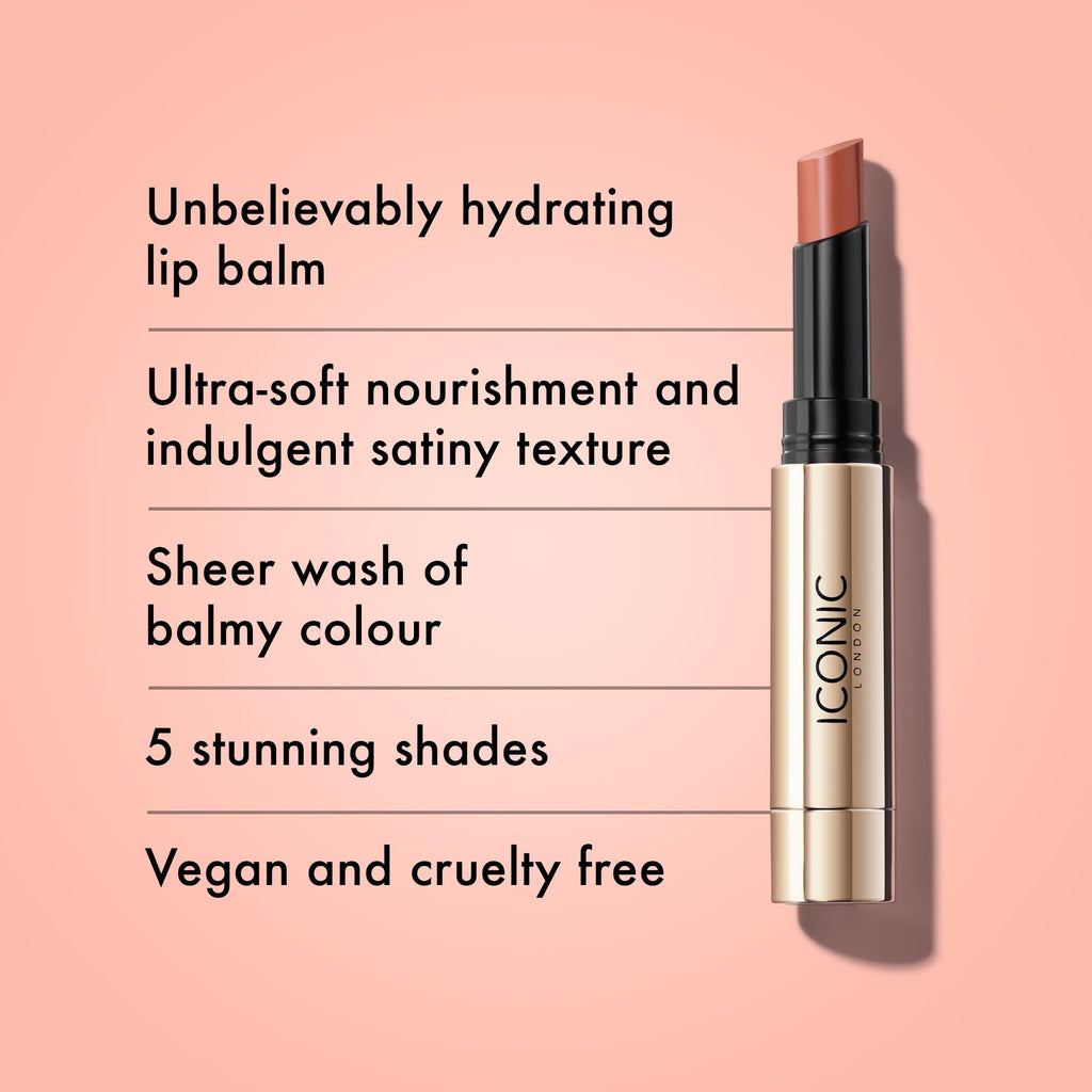 ICONIC LONDON Melting Touch Lip Balm | Hydrating Lip Balm, Non Sticky, Sheer Wash of Colour, Cruelty Free, Vegan Makeup (Love Language) 0.10 Fl oz - Maple Wellness Supplements