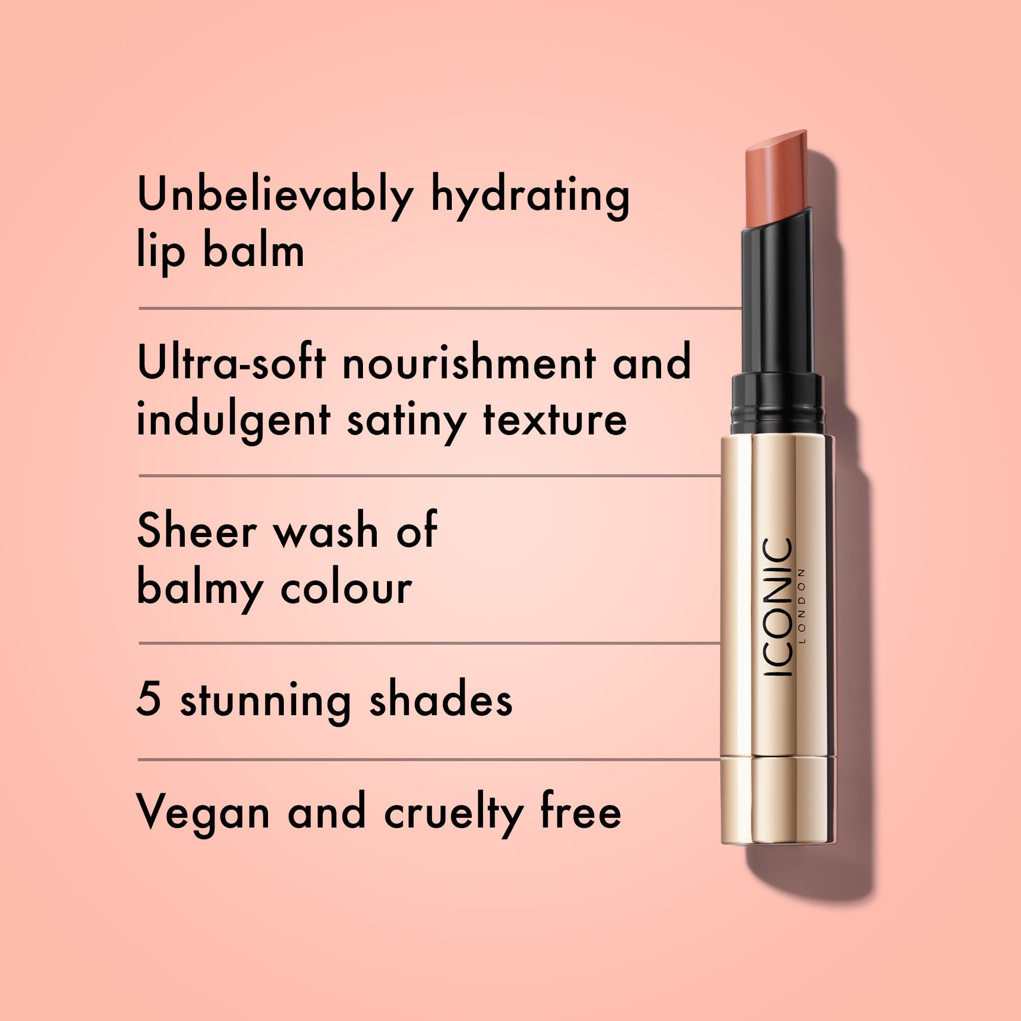 ICONIC LONDON Melting Touch Lip Balm | Hydrating Lip Balm, Non Sticky, Sheer Wash of Colour, Cruelty Free, Vegan Makeup (Love Language) 0.10 Fl oz - Maple Wellness Supplements