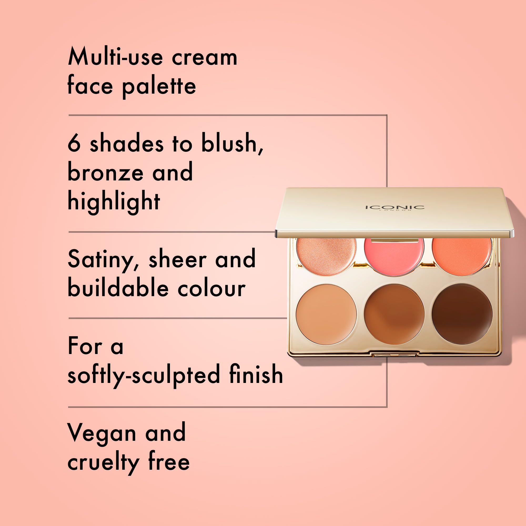 ICONIC LONDON Multi-Use Cream Blush, Bronze and Highlight Palette | Cruelty-Free, Vegan Makeup - Maple Wellness Supplements