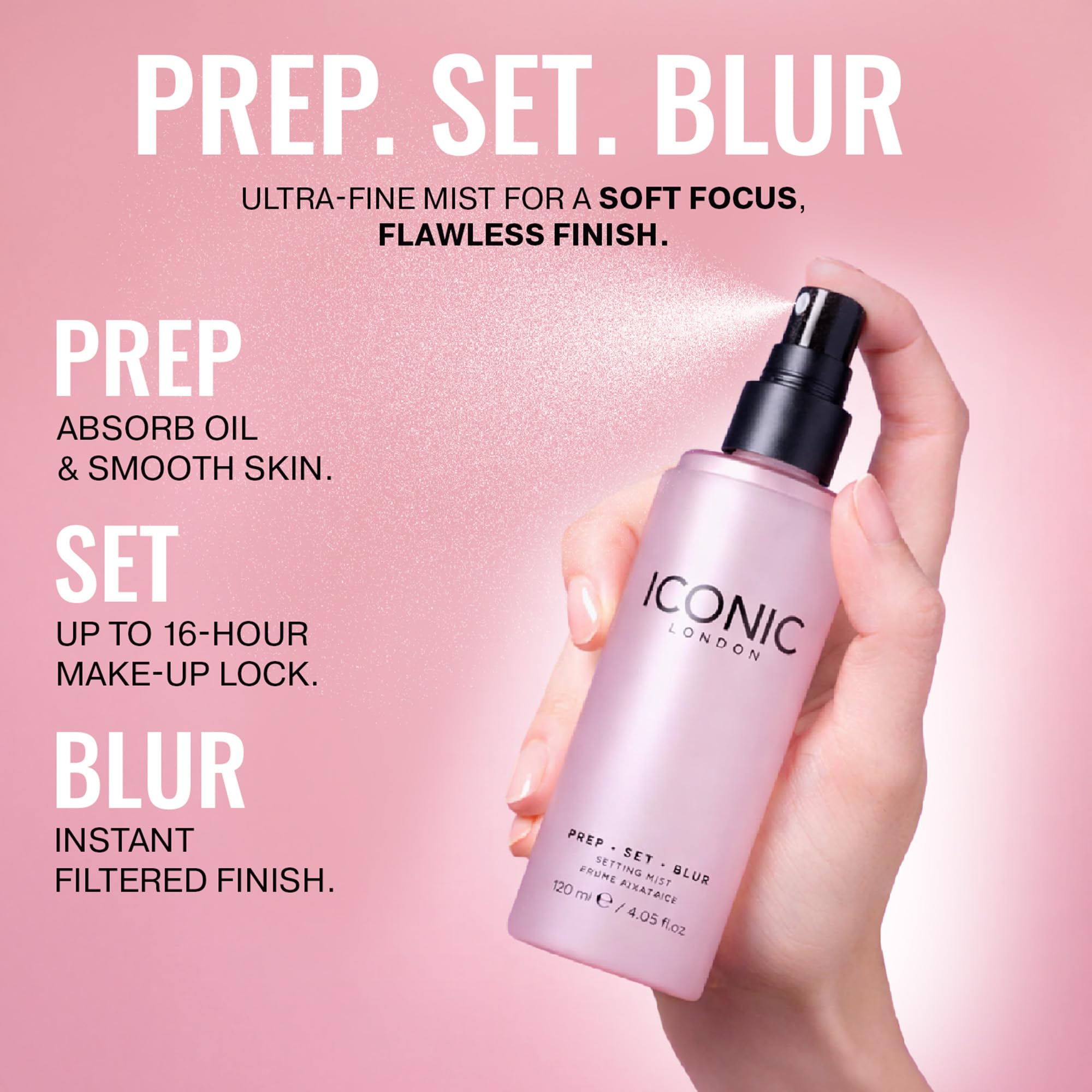 ICONIC LONDON Prep Set Blur Setting Spray | Makeup Fixing Spray, Blurs Imperfections and Gives Skin a Radiant Glow, Vegan Makeup, 30 mL / 1 Fl Oz. - Maple Wellness Supplements