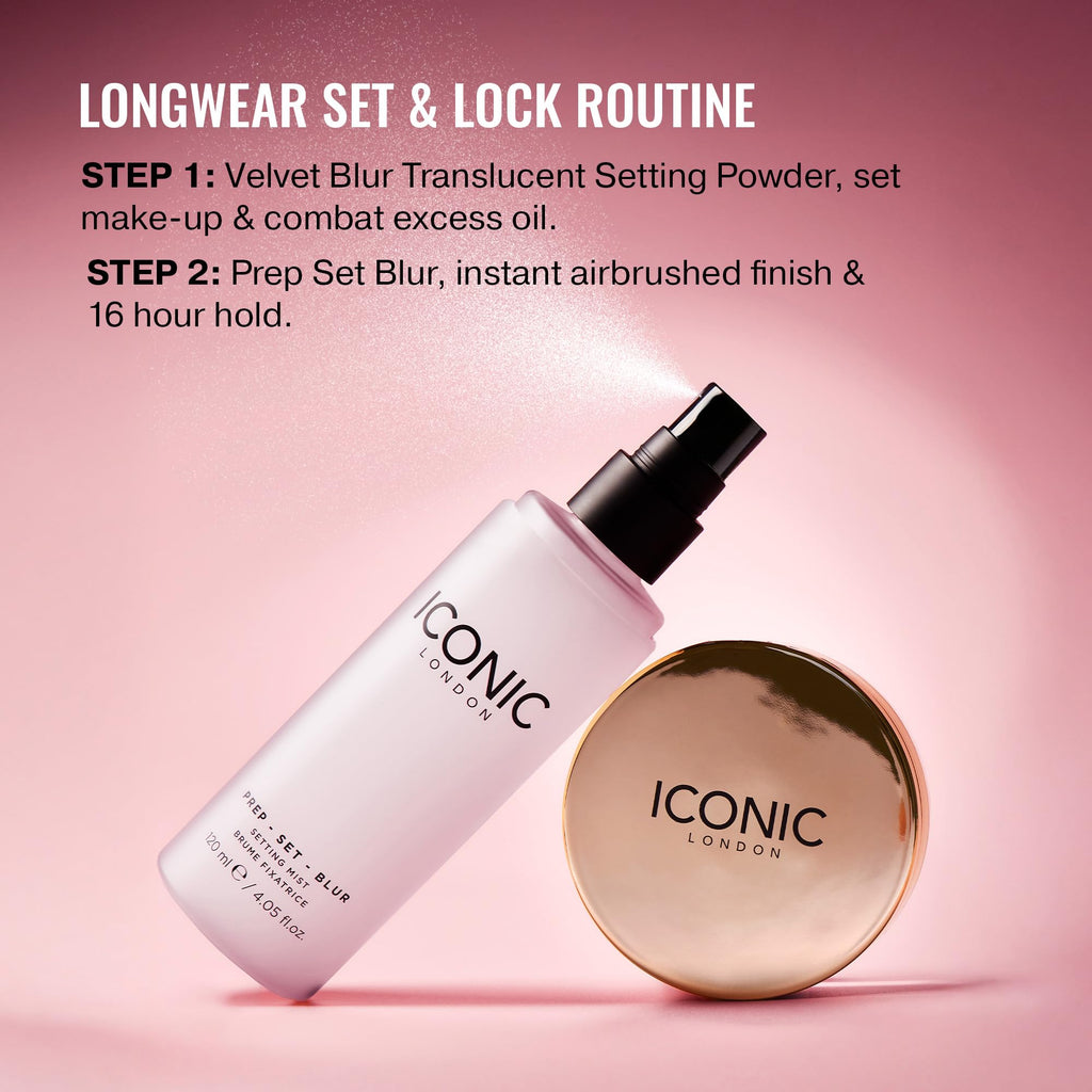 ICONIC LONDON Prep Set Blur Setting Spray | Makeup Fixing Spray, Blurs Imperfections and Gives Skin a Radiant Glow, Vegan Makeup, 30 mL / 1 Fl Oz. - Maple Wellness Supplements