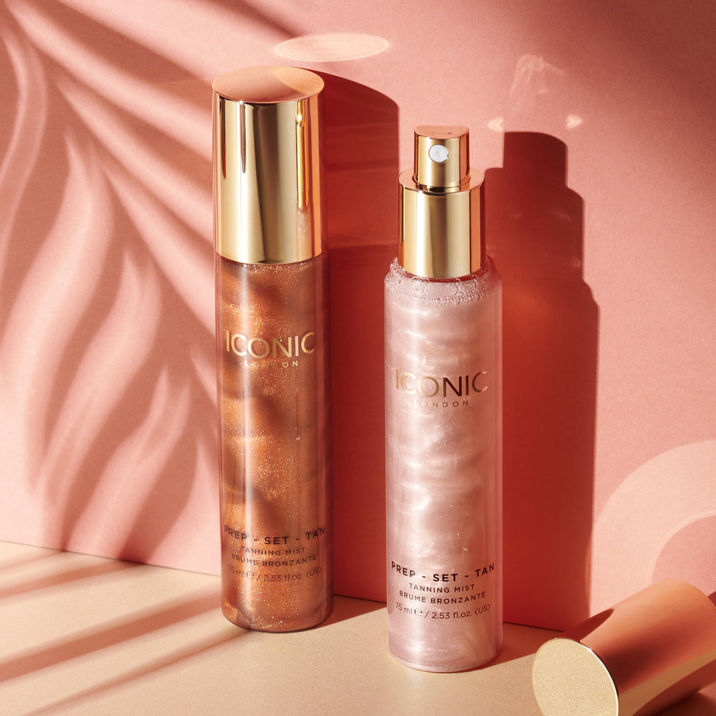 ICONIC LONDON Prep-Set-Tan Glow | Shimmering Self Tanning Facial Mist with Hyaluronic Acid, Cruelty-Free, Vegan Makeup, 2.53 Fl oz - Maple Wellness Supplements