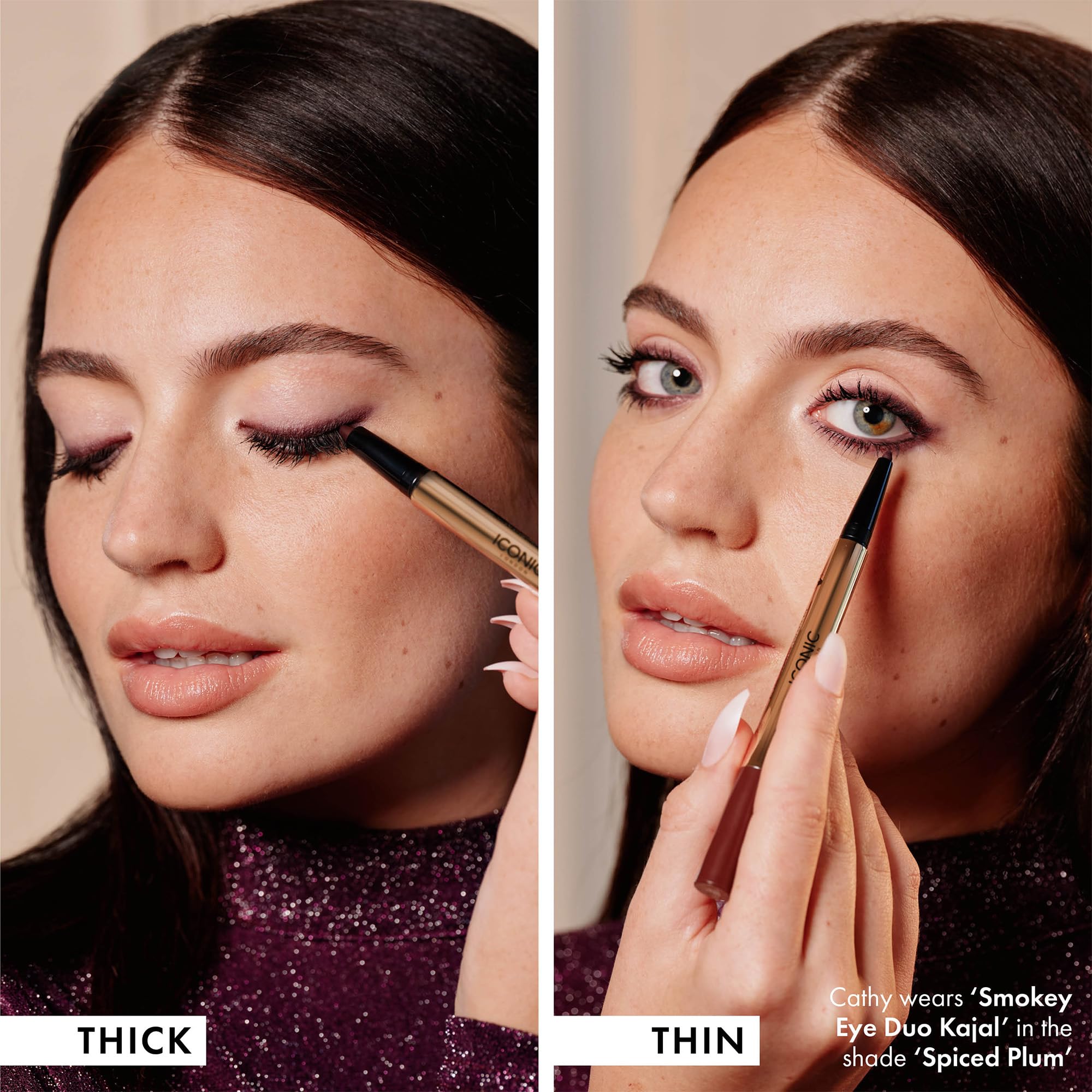ICONIC LONDON Smokey Eye Duo Eyeliner | Creamy, Easy to Blend 2-in-1 Eyeliner Crayon, Water Resistant, Cruelty Free, Vegan Makeup (Spiced Plum) 0.027 oz - Maple Wellness Supplements