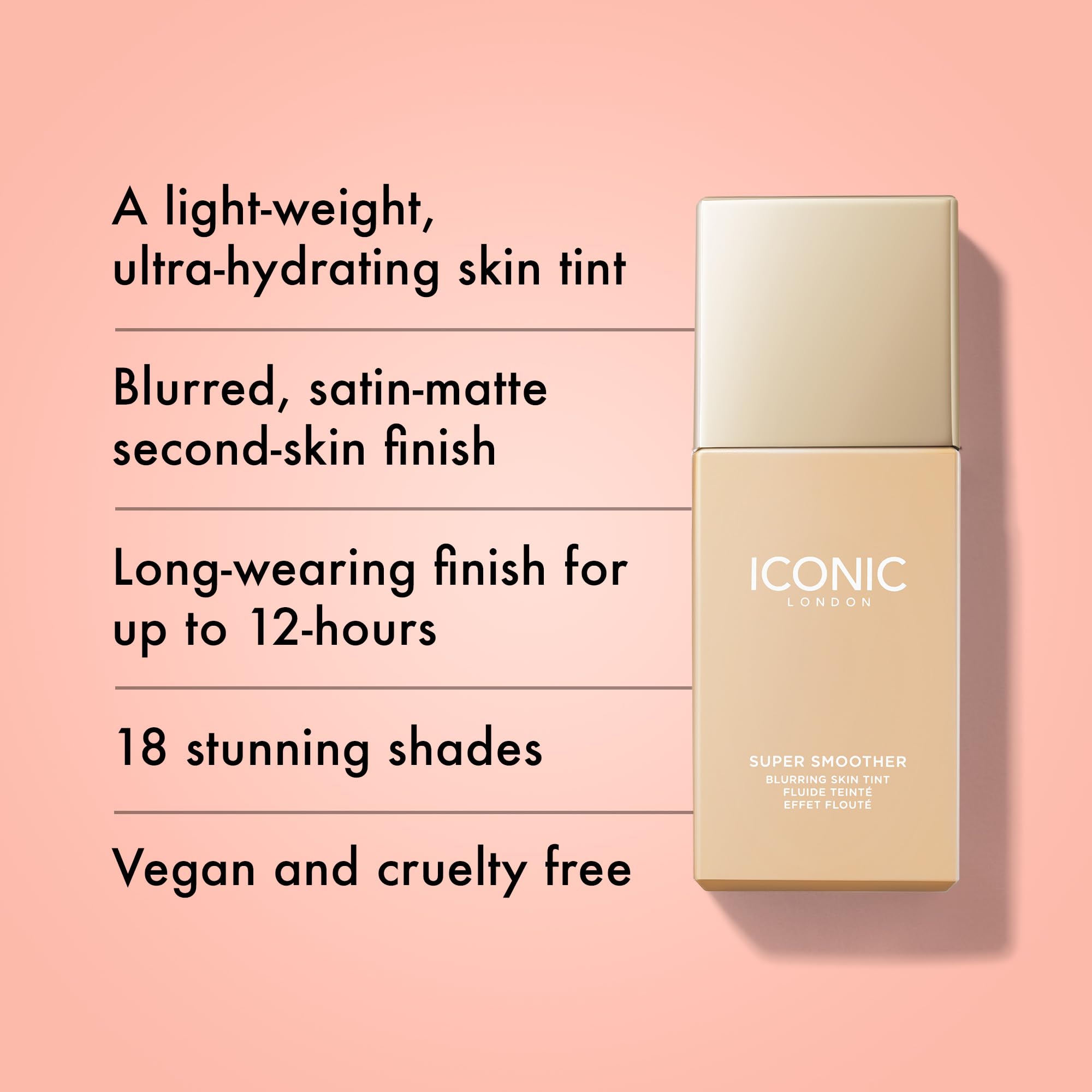 ICONIC LONDON Super Smoother Blurring Skin Tint | Light to Medium Coverage, Hydrating, Ultra-Lightweight Tinted Moisturizer, Cruelty-Free, Vegan Makeup (Neutral Fair) 1.01 Fl oz - Maple Wellness Supplements