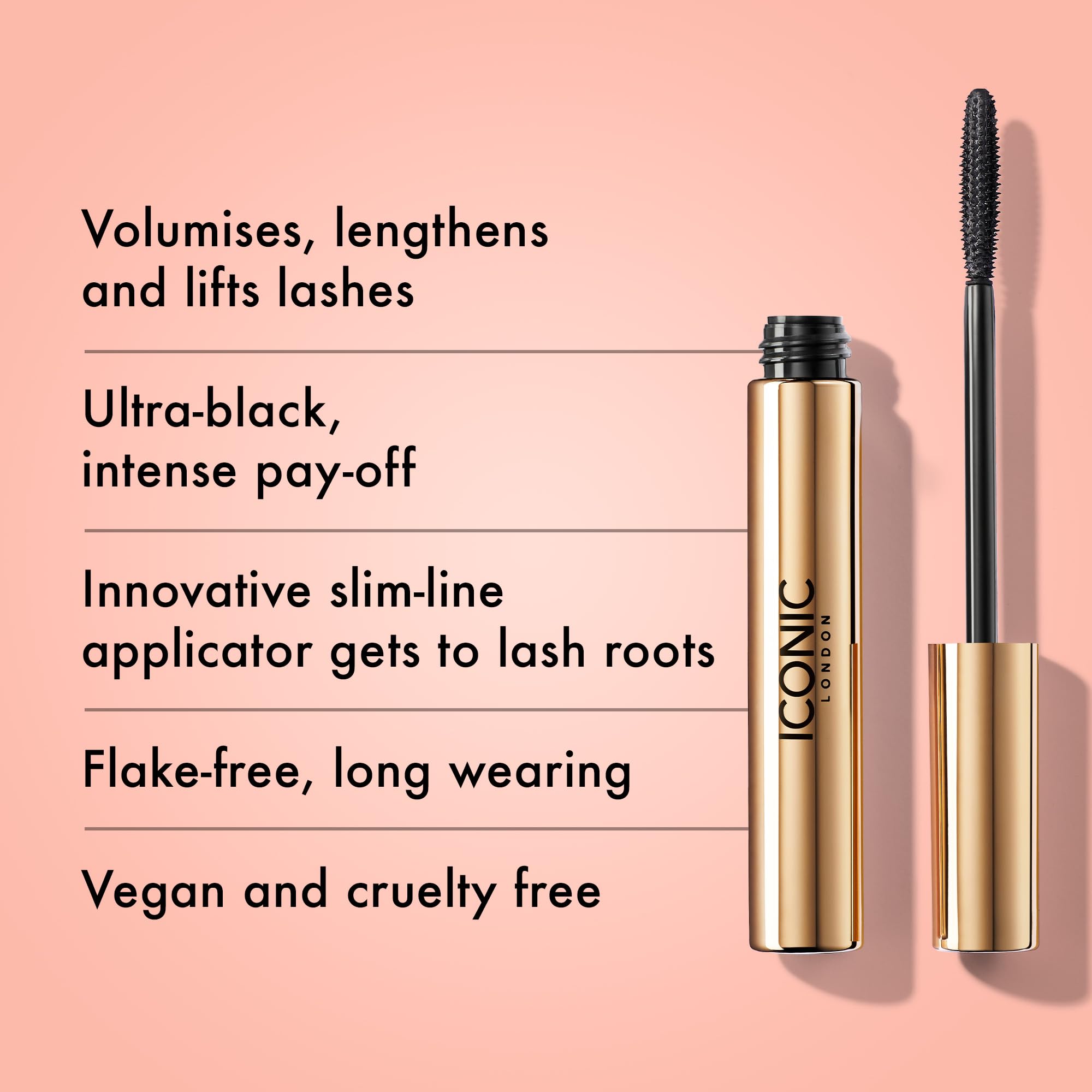ICONIC LONDON Triple Threat Mascara | Volumizing, Lengthening + Lifting Mascara for Stunning Lashes, Cruelty-Free, Vegan Makeup, 0.30 Fl oz - Maple Wellness Supplements