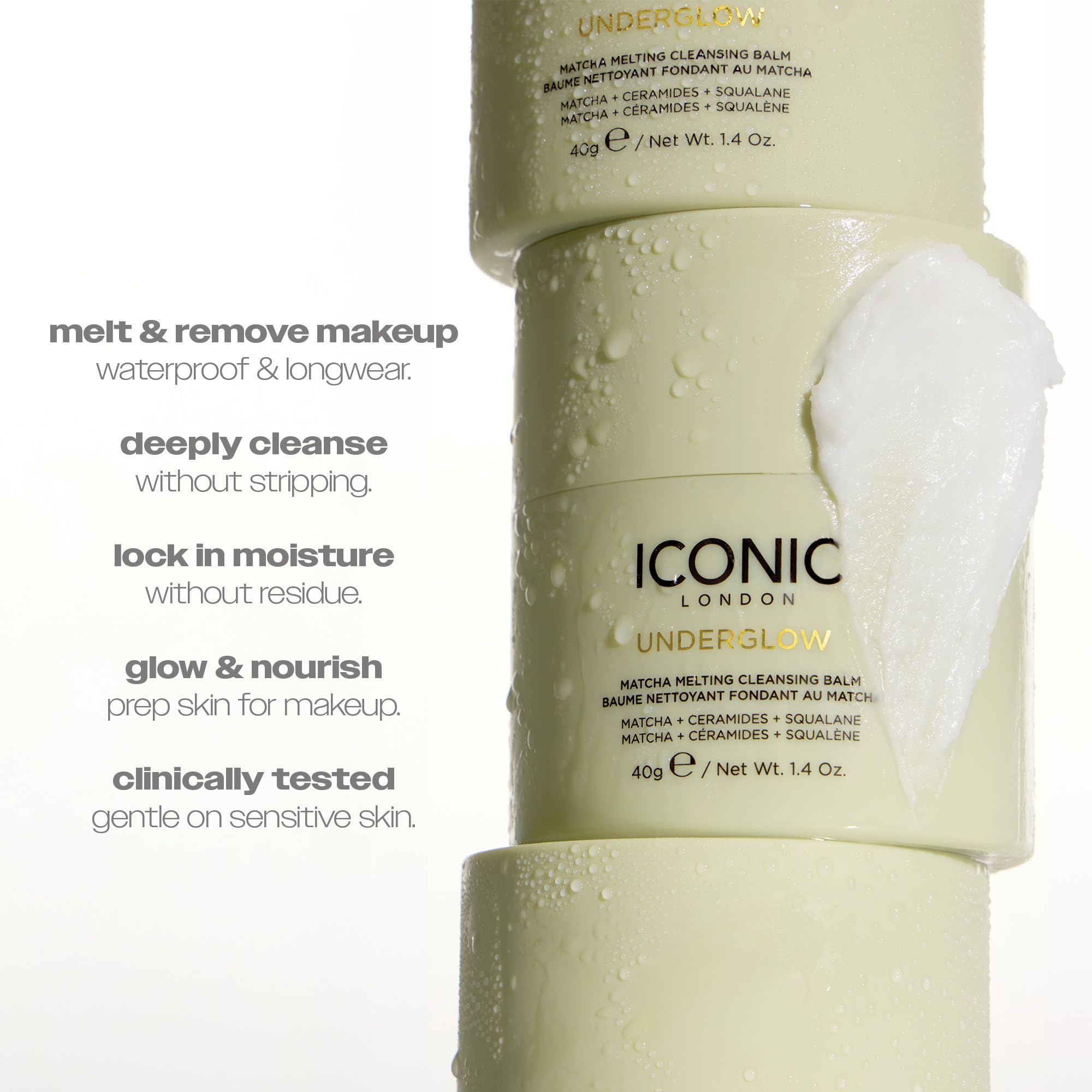 ICONIC LONDON Underglow Matcha Melting Cleansing Balm | Makeup Remover with Squalane & Ceramides for Softer, Plumper Skin | Vegan, 1.41 oz - Maple Wellness Supplements