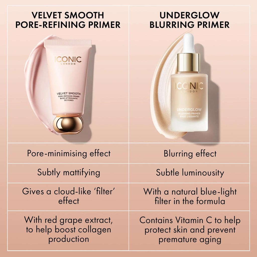 ICONIC LONDON Velvet Smooth Pore-Refining Primer | Whipped, Balmy Primer, Diffuses Pores, Cruelty-Free, Vegan Makeup, 1.01 Fl oz - Maple Wellness Supplements