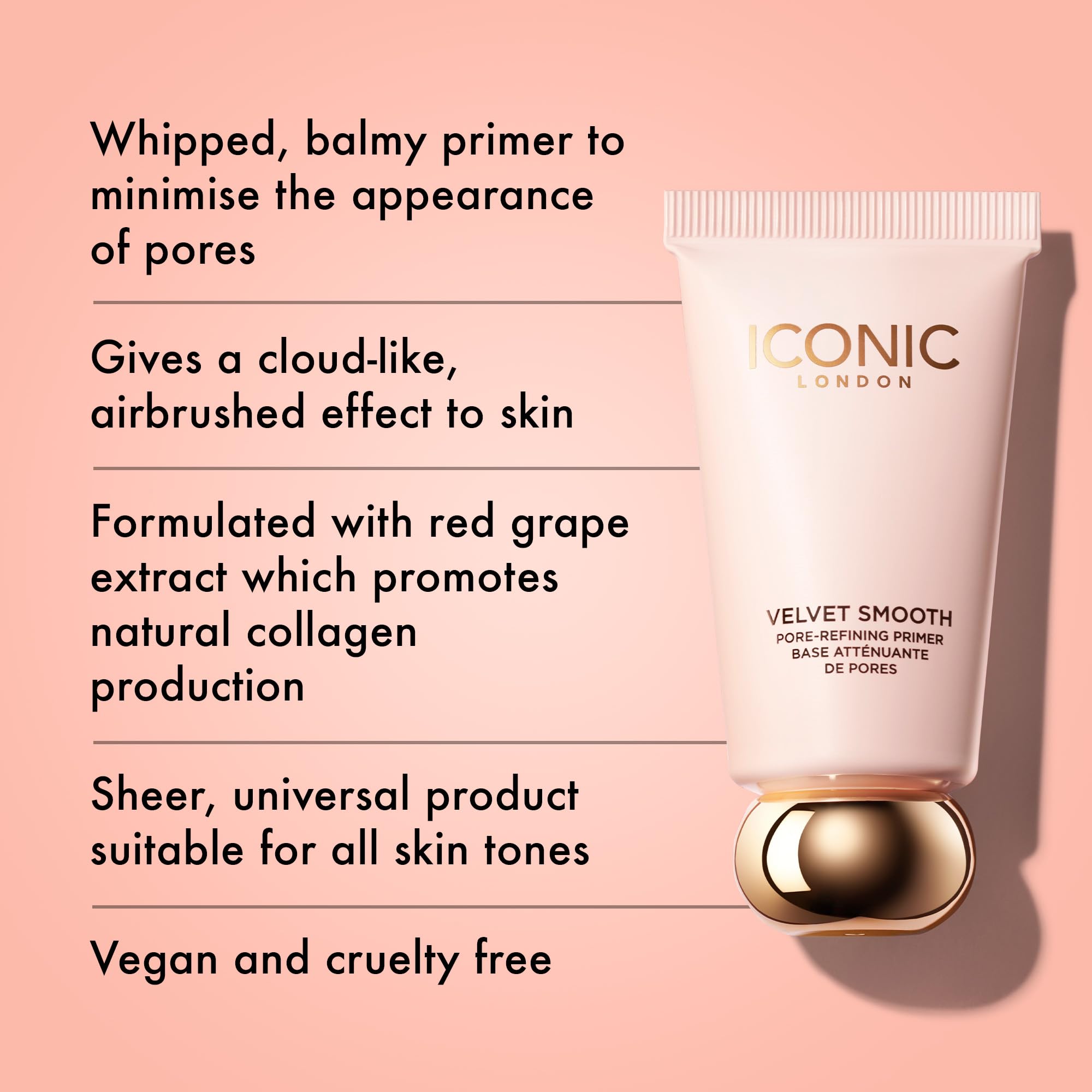 ICONIC LONDON Velvet Smooth Pore-Refining Primer | Whipped, Balmy Primer, Diffuses Pores, Cruelty-Free, Vegan Makeup, 1.01 Fl oz - TrustMedUSA