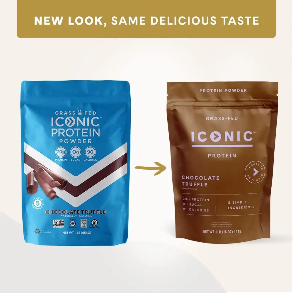 ICONIC Protein Powder, Chocolate Truffle - Sugar Free, Low Carb Protein Powder - Lactose Free, Gluten Free, Non-GMO - 20g Grass Fed Whey & Casein Protein - TrustMedUSA