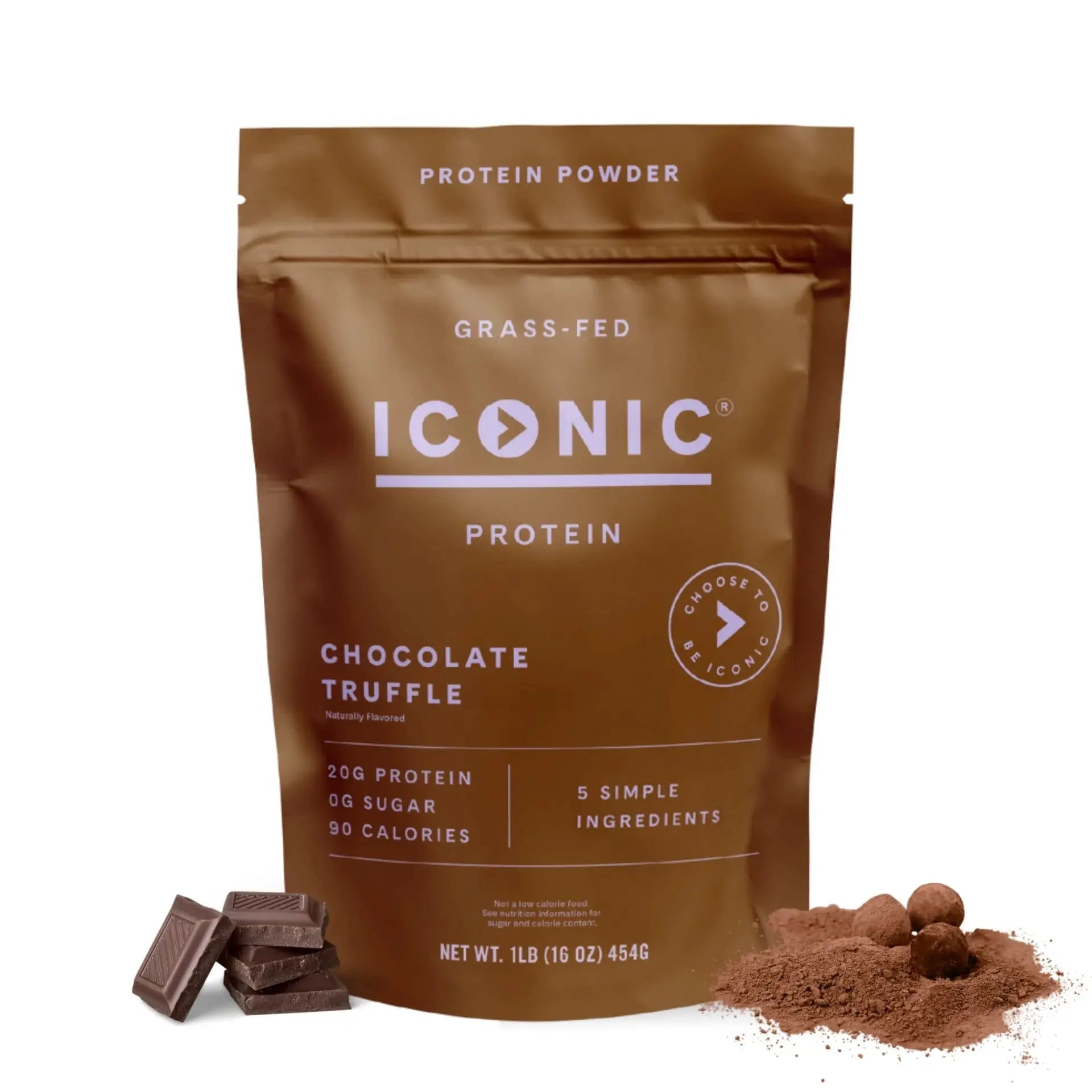 ICONIC Protein Powder, Chocolate Truffle - Sugar Free, Low Carb Protein Powder - Lactose Free, Gluten Free, Non-GMO - 20g Grass Fed Whey & Casein Protein - TrustMedUSA