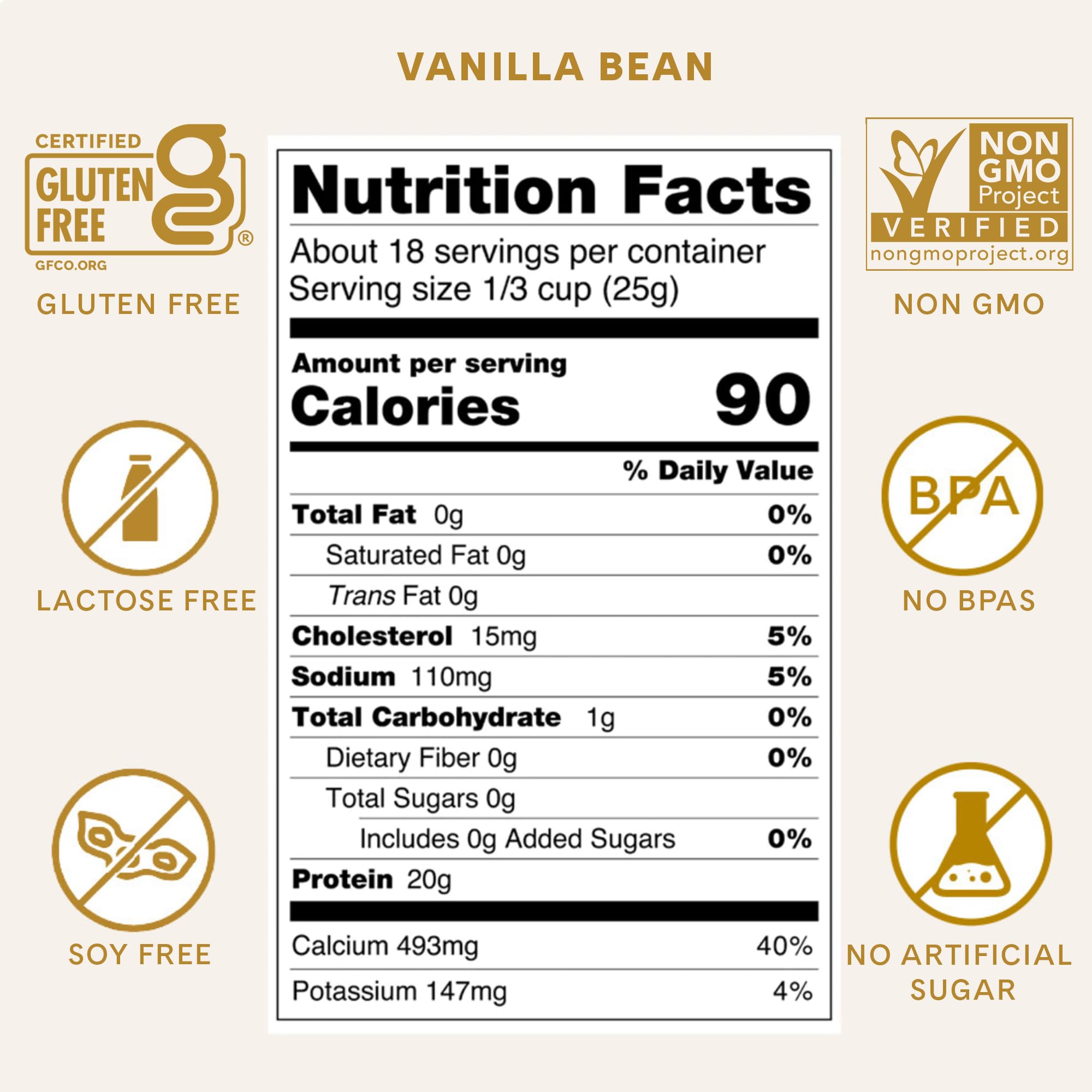 ICONIC Protein Powder, Vanilla Bean - Sugar Free, Low Carb Protein Powder - Lactose Free, Gluten Free, Non-GMO - 20g Grass Fed Whey & Casein Protein - Keto Friendly, 1 lb Pouch (18 Servings) - Maple Wellness Supplements