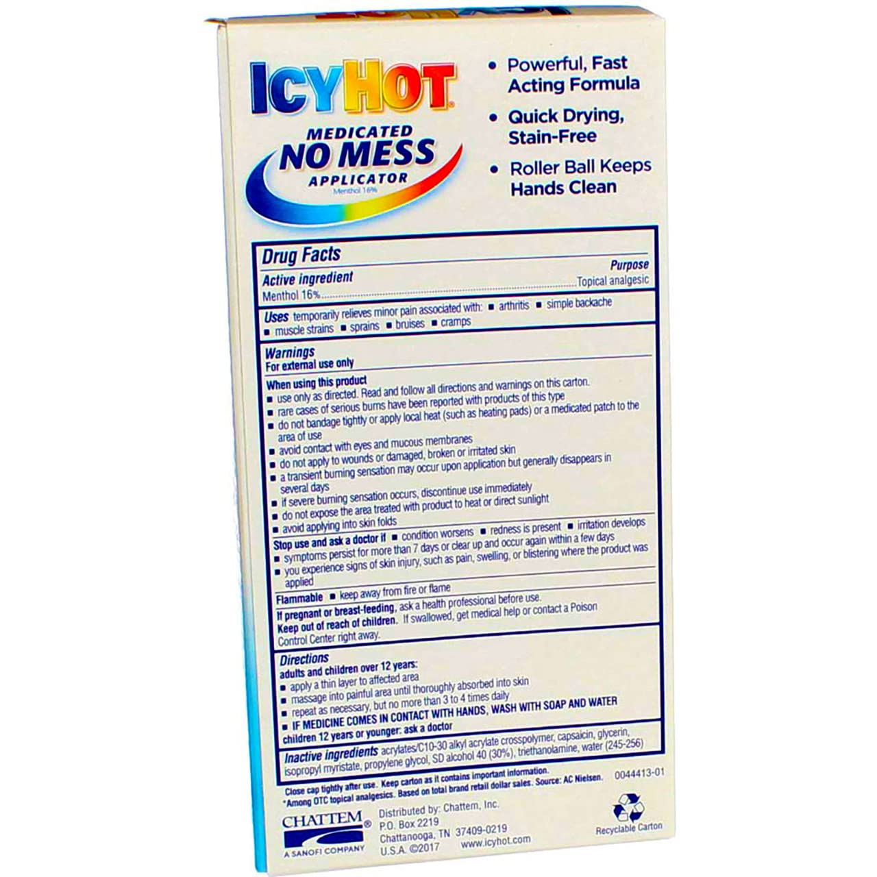 Icy Hot Medicated No Mess Applicator Max-Strength 2.5 Ounce (73ml) (6 Pack) - TrustMedUSA