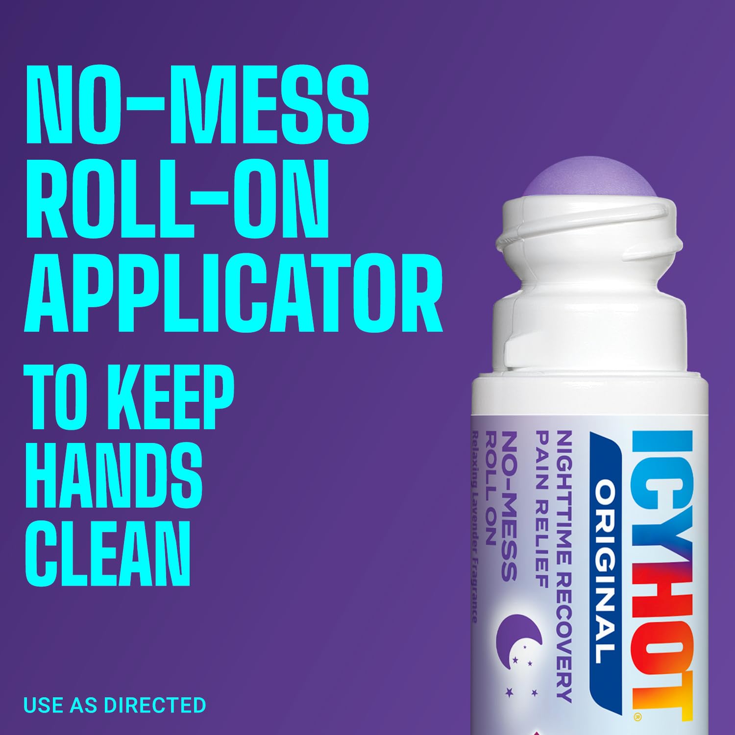 Icy Hot Original Pain Relief Nighttime Recovery No-Mess Roll-On Applicator, Fast-Acting Pain Relief with Menthol 8% for Backaches, Joints, Muscle Strains and Arthritis, Lavender Scent, 2 oz - Maple Wellness Supplements