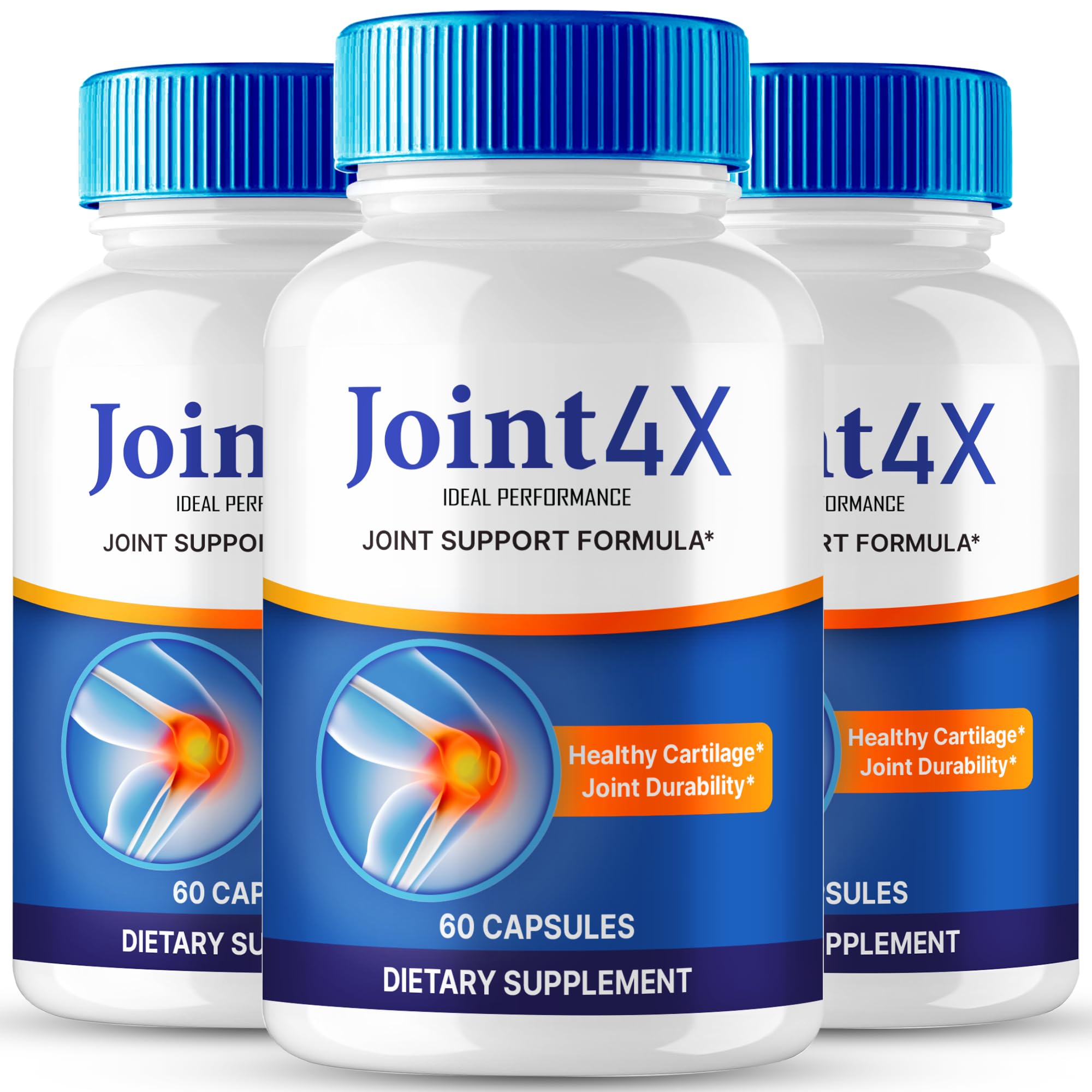 IDEAL PERFORMANCE Joint4X Joint Support Capsules, Official Joint-4X Supplement Pills, All-Natural Formula to Fortify Bones and Bolster Flexibility - Maximum Strength, Joint 4X Pills Reviews (3 Pack) - TrustMedUSA