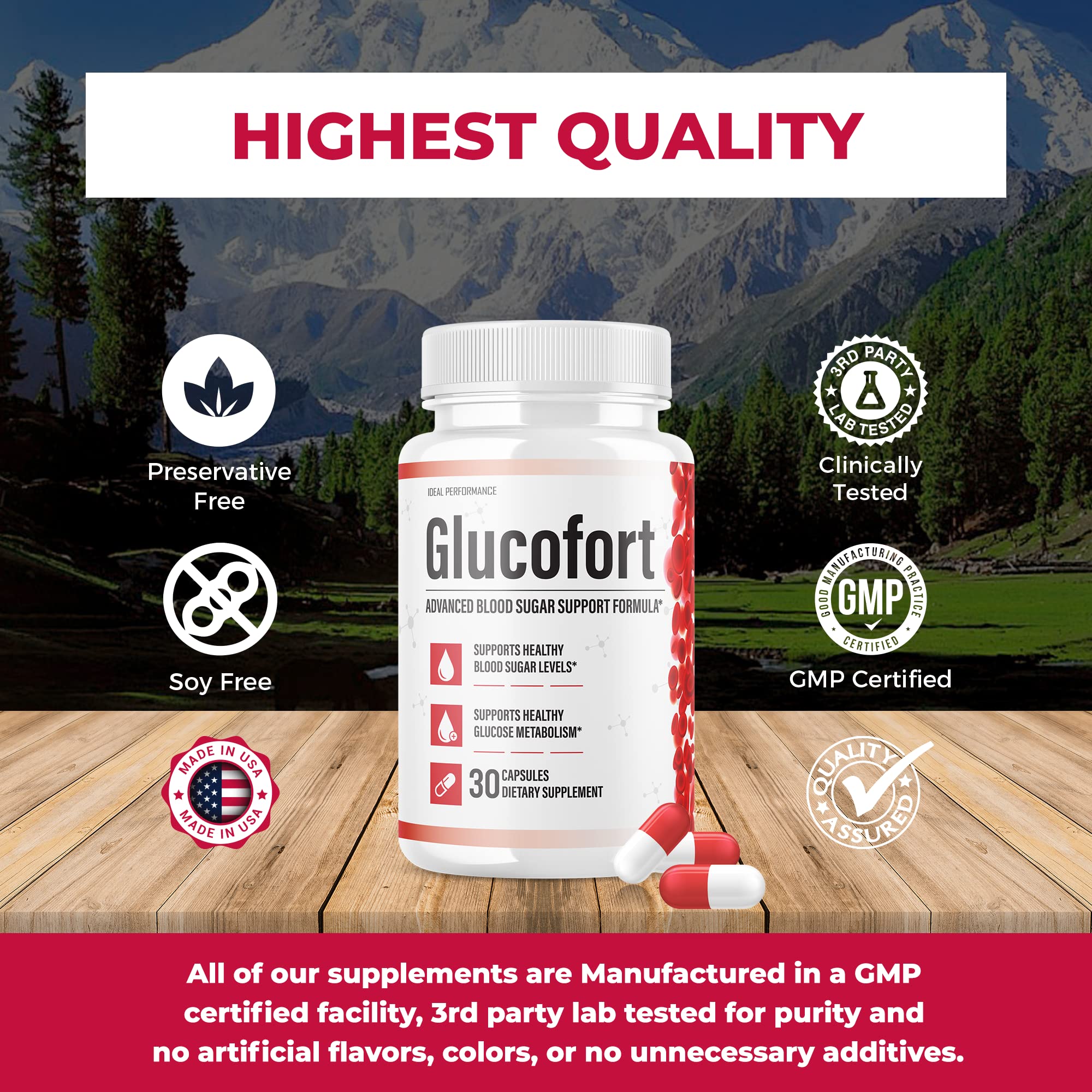 IDEAL PERFORMANCE (Official) Glucofort Supplement Support Formula (3 Pack) - TrustMedUSA