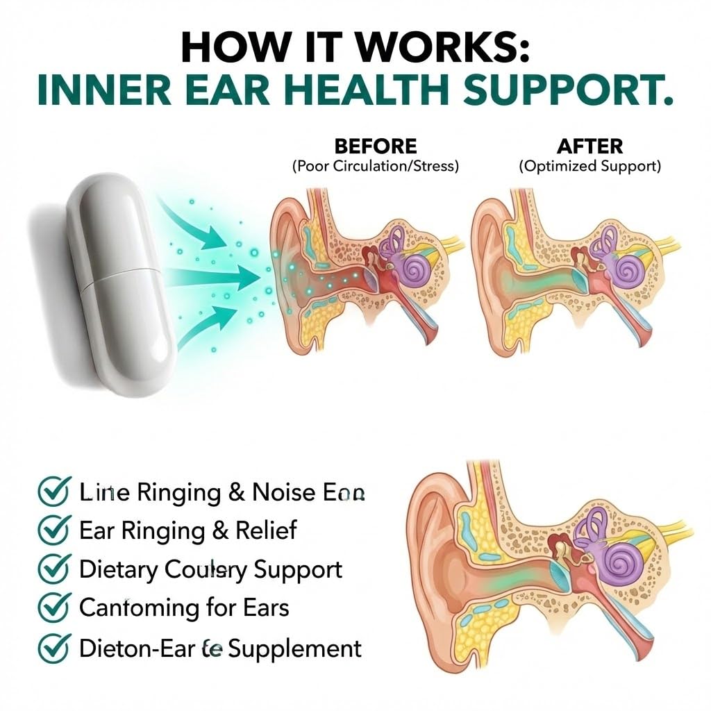 IHW Tinnitus Relief for Ringing Ears, 1200mg Tinnitus Relief Supplement, 120 Capsules, with Vitamin B Complex & C, Reduces Ringing in Ears, Promotes Hearing Wellness & Comfort - TrustMedUSA