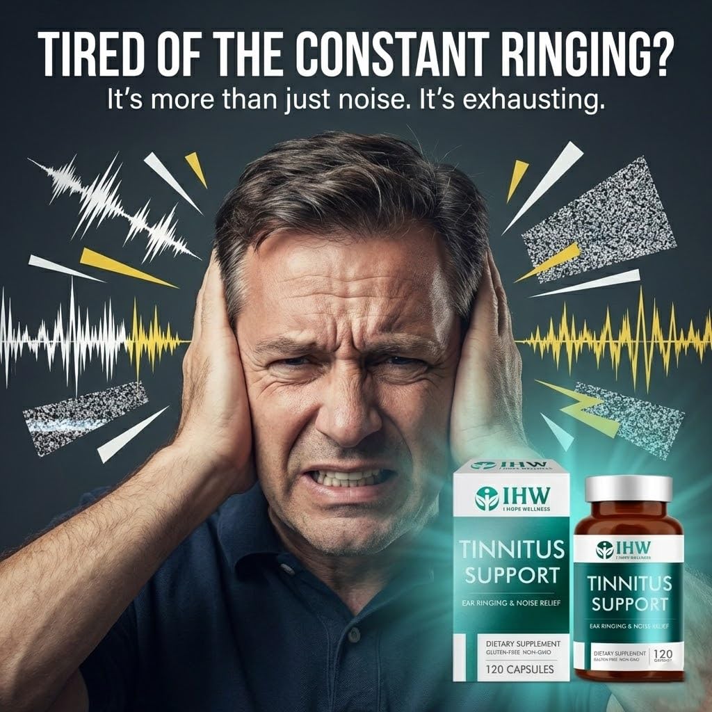 IHW Tinnitus Relief for Ringing Ears, 1200mg Tinnitus Relief Supplement, 120 Capsules, with Vitamin B Complex & C, Reduces Ringing in Ears, Promotes Hearing Wellness & Comfort - TrustMedUSA