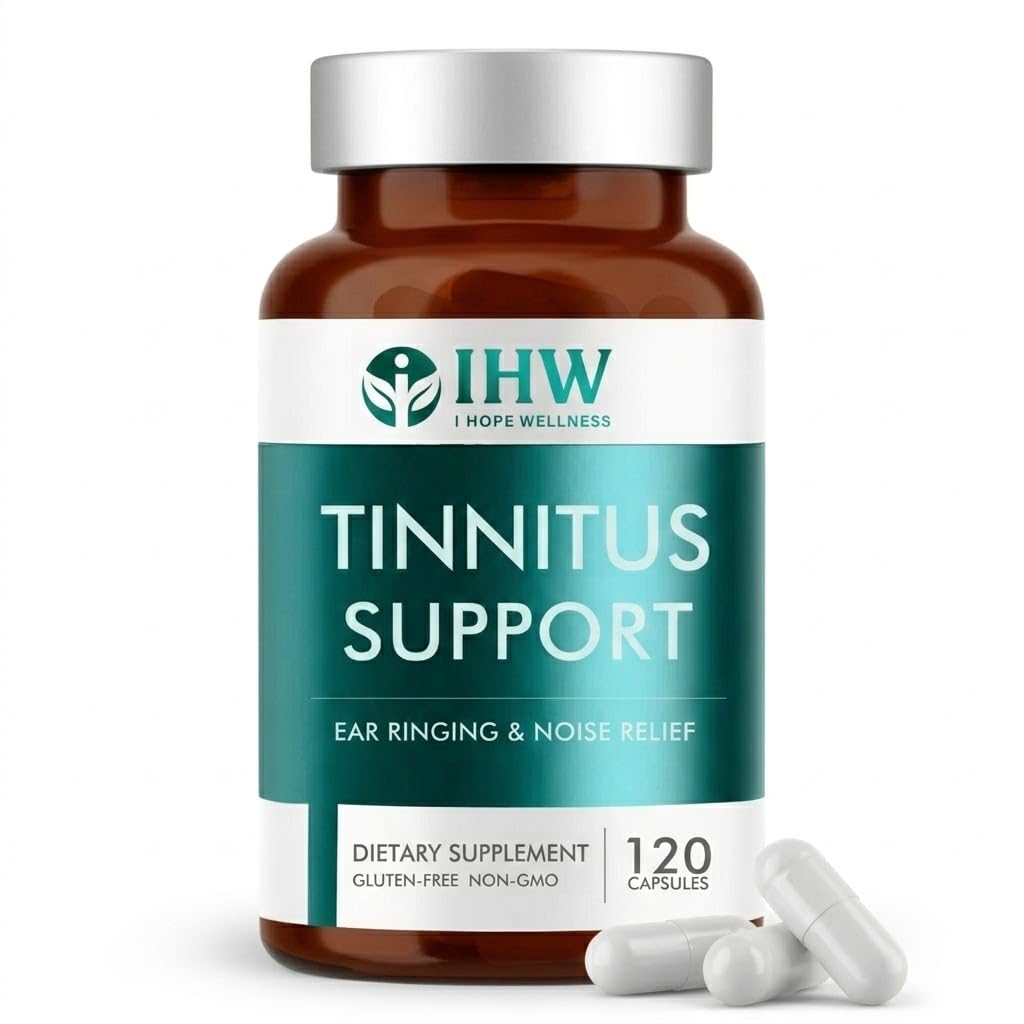 IHW Tinnitus Relief for Ringing Ears, 1200mg Tinnitus Relief Supplement, 120 Capsules, with Vitamin B Complex & C, Reduces Ringing in Ears, Promotes Hearing Wellness & Comfort - TrustMedUSA