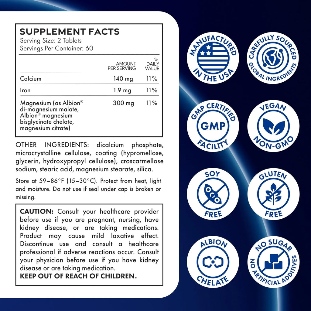 ILIVA Magnesium Glycinate 400mg -Triple Magnesium Complex (Glycinate+Malate+Citrate) - Chelated High Absorption Tablets for Sleep Support, Muscle Recovery, Bone Health, Energy&Calm - Vegan,120 Count - TrustMedUSA