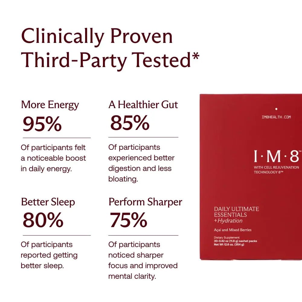 IM8 Daily Ultimate Essentials All-in-One Multivitamin Supplement, 92 Nutrient Rich Ingredients CoQ10, Probiotics, Vitamins, Greens, Gluten Free, Vegan, - TrustMedUSA