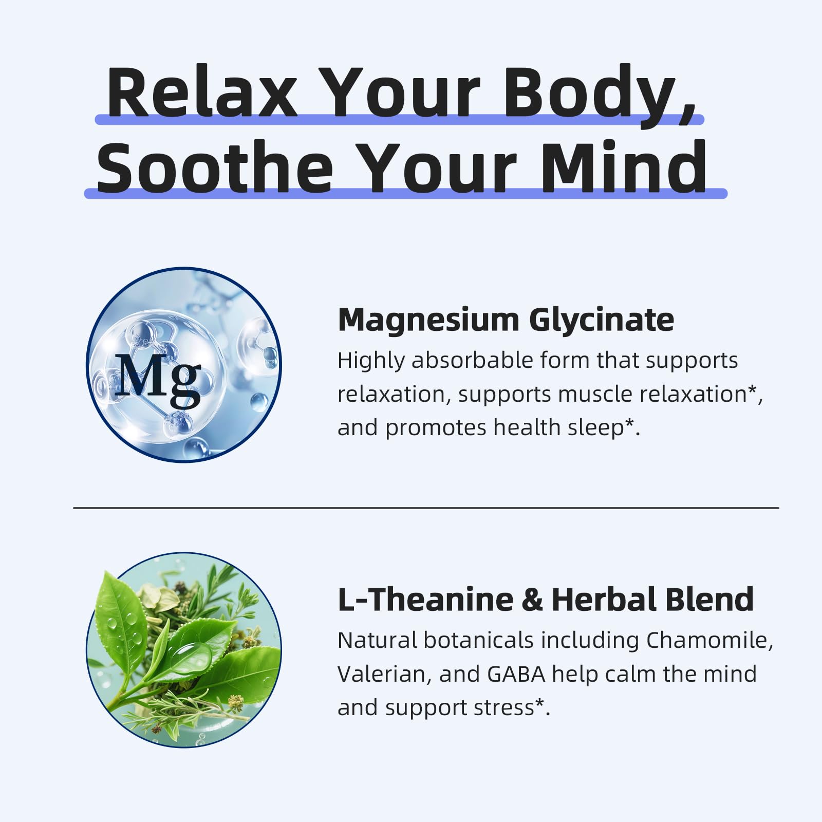 iMATCHME Magnesium Glycinate 850mg Capsules with L-Theanine, Chamomile & GABA for Sleep, Calmness, Muscle, Bone Health & Immune Support, Magnesium for Women and Men, - TrustMedUSA