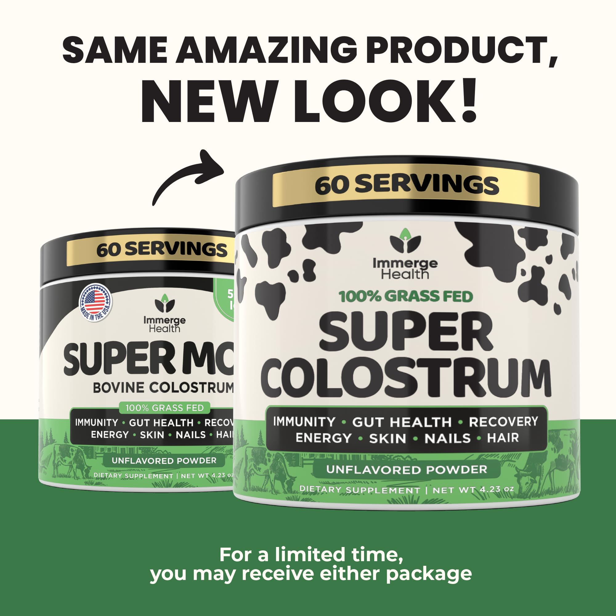Immerge Health Super Colostrum Powder (60 Servings) – Premium Bovine Colostrum Supplement for Gut Health, Bloating & Immune Support – High IgG, 100% Grass Fed First Milking, Unflavored, Made in USA - TrustMedUSA