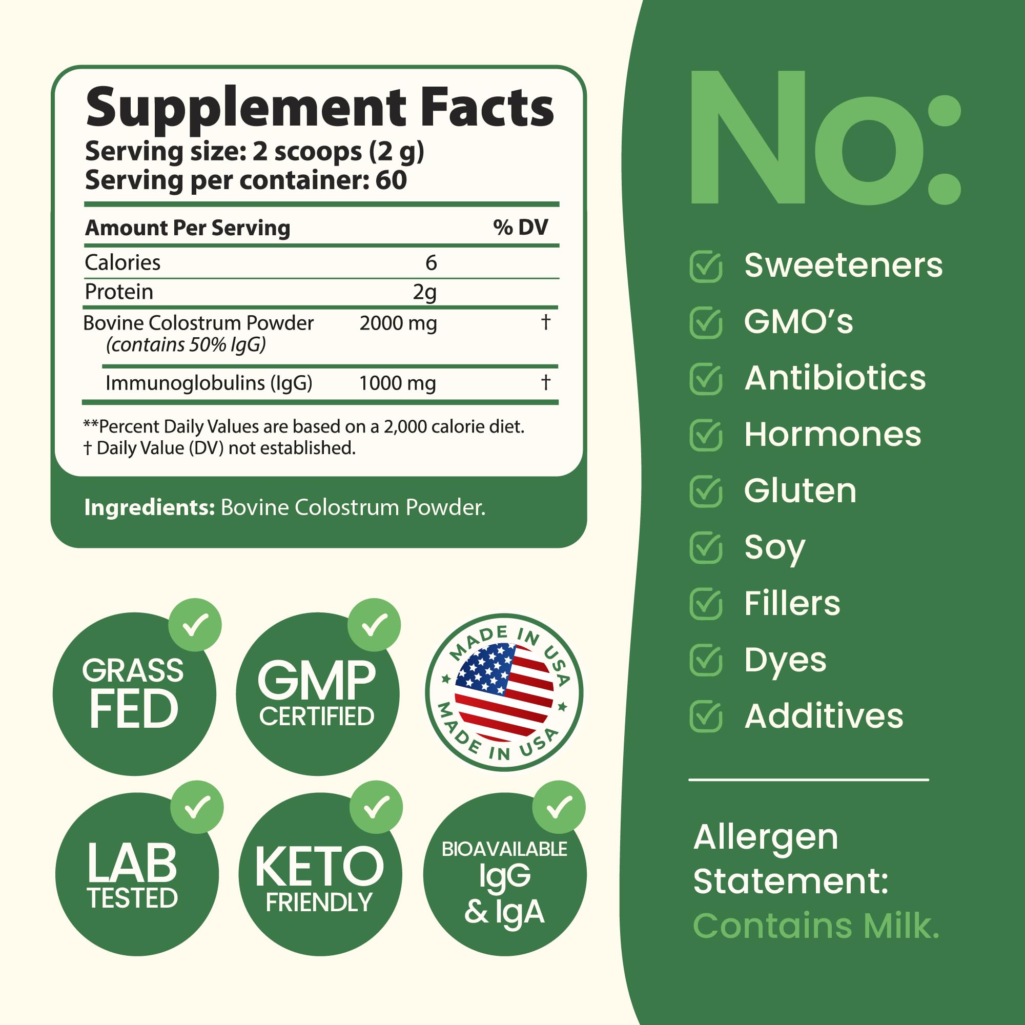 Immerge Health Super Colostrum Powder (60 Servings) – Premium Bovine Colostrum Supplement for Gut Health, Bloating & Immune Support – High IgG, 100% Grass Fed First Milking, Unflavored, Made in USA - TrustMedUSA