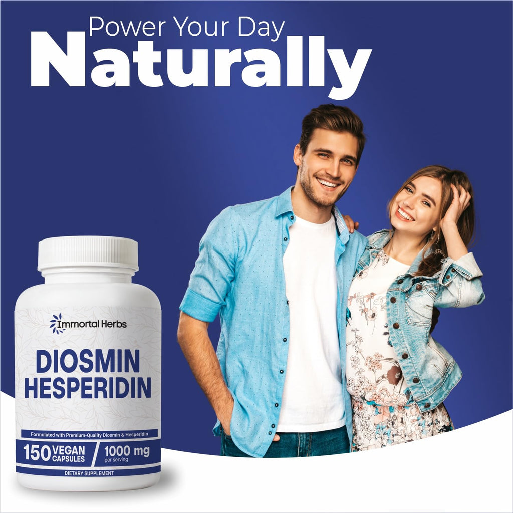 Immortal Herbs Diosmin Hesperidin 1000mg Complex, 150 Capsules, Citrus Bioflavonoids Rich Fruit Extract, 100% Vegetarian, Non-GMO & Gluten Free Diosmin Supplement with Max Strength - TrustMedUSA