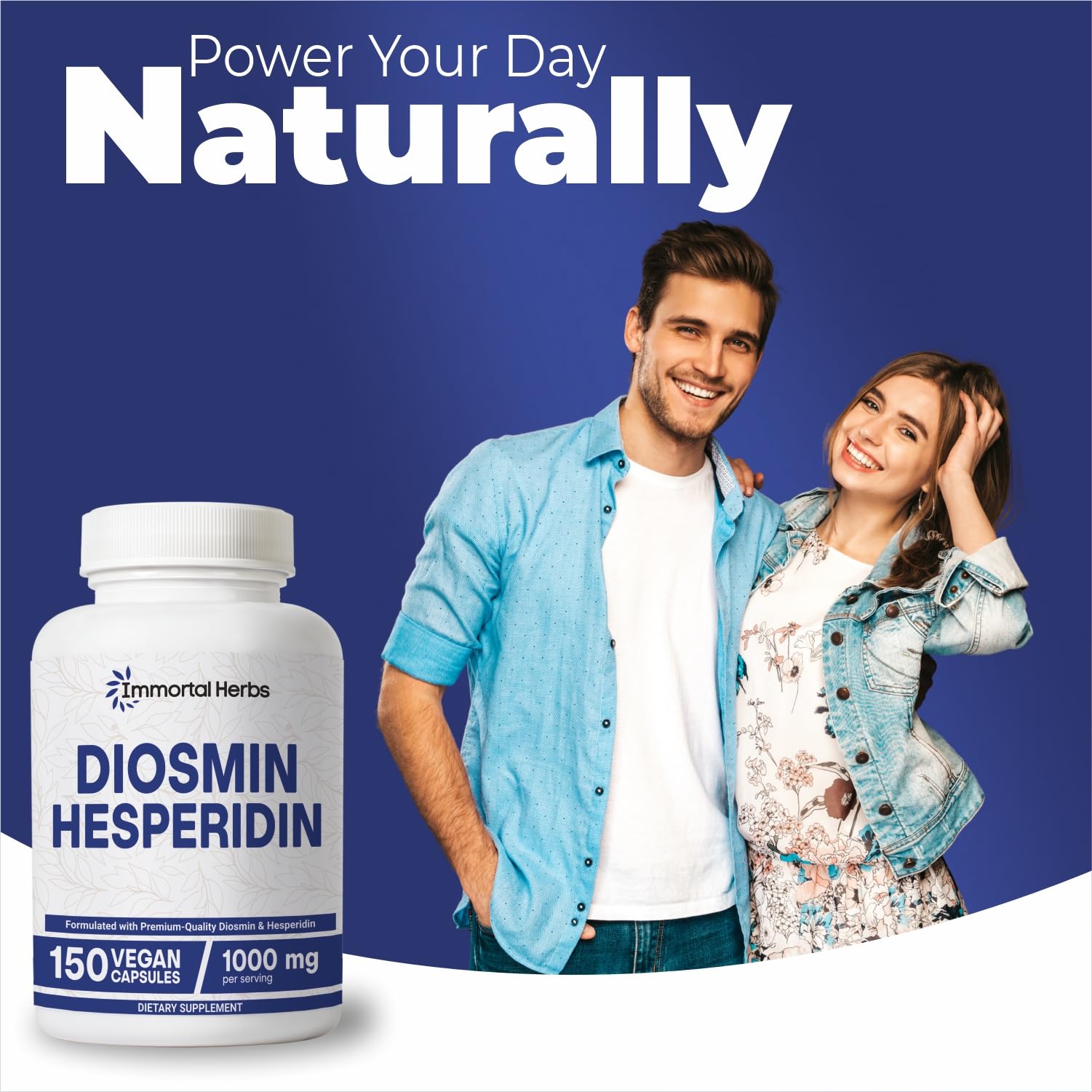 Immortal Herbs Diosmin Hesperidin 1000mg Complex, 150 Capsules, Citrus Bioflavonoids Rich Fruit Extract, 100% Vegetarian, Non-GMO & Gluten Free Diosmin Supplement with Max Strength - TrustMedUSA