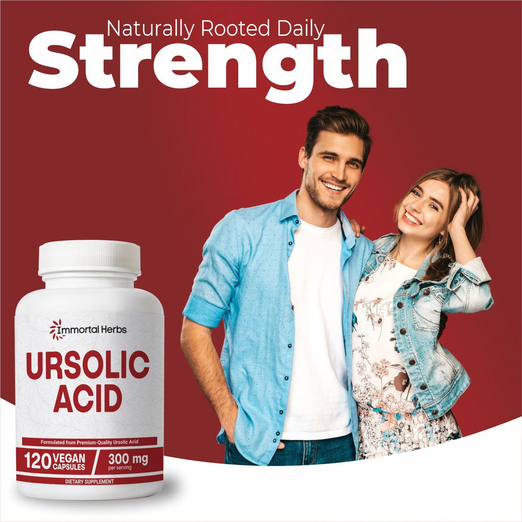 Immortal Herbs Pure Ursolic Acid Supplement 300mg, 120 Pills, Rosemary Leaf Extract Powder, Non-GMO and Gluten-Free Ursolic Acid Capsules for Women and Men - TrustMedUSA
