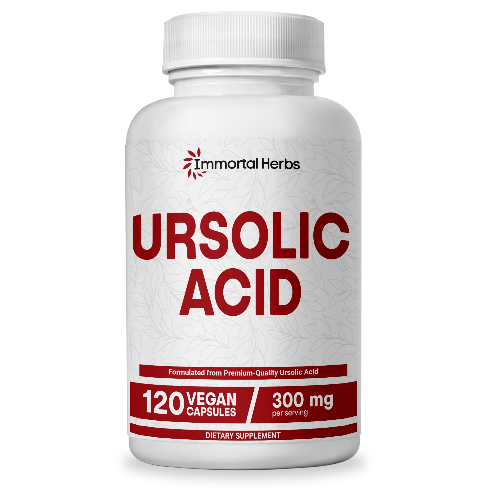 Immortal Herbs Pure Ursolic Acid Supplement 300mg, 120 Pills, Rosemary Leaf Extract Powder, Non-GMO and Gluten-Free Ursolic Acid Capsules for Women and Men - TrustMedUSA