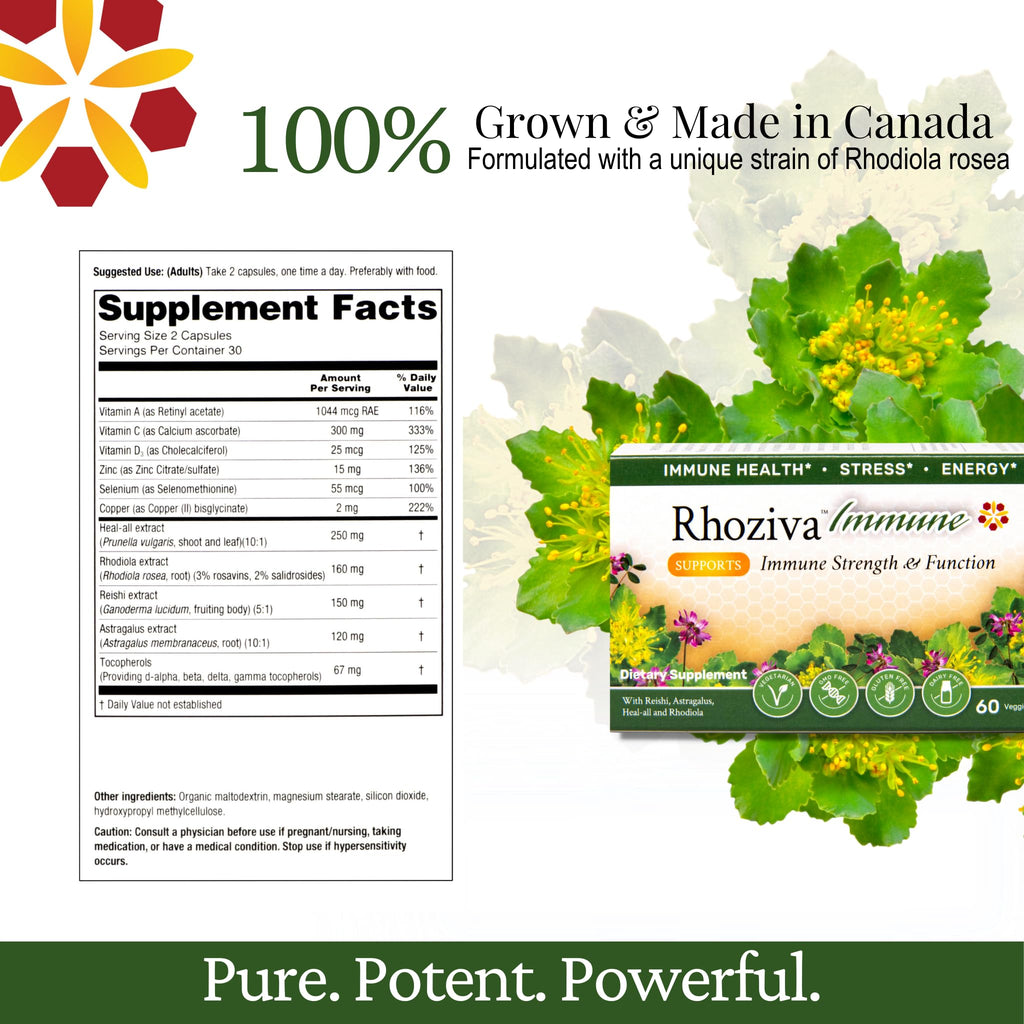 Immune Support, Energy Booster with Vitamin C, D3 and Zinc Supplement, Rhodiola Rosea, Reishi Mushroom Extract, Astragalus, Overall Wellness and Daily Habit - 60 Capsules - TrustMedUSA